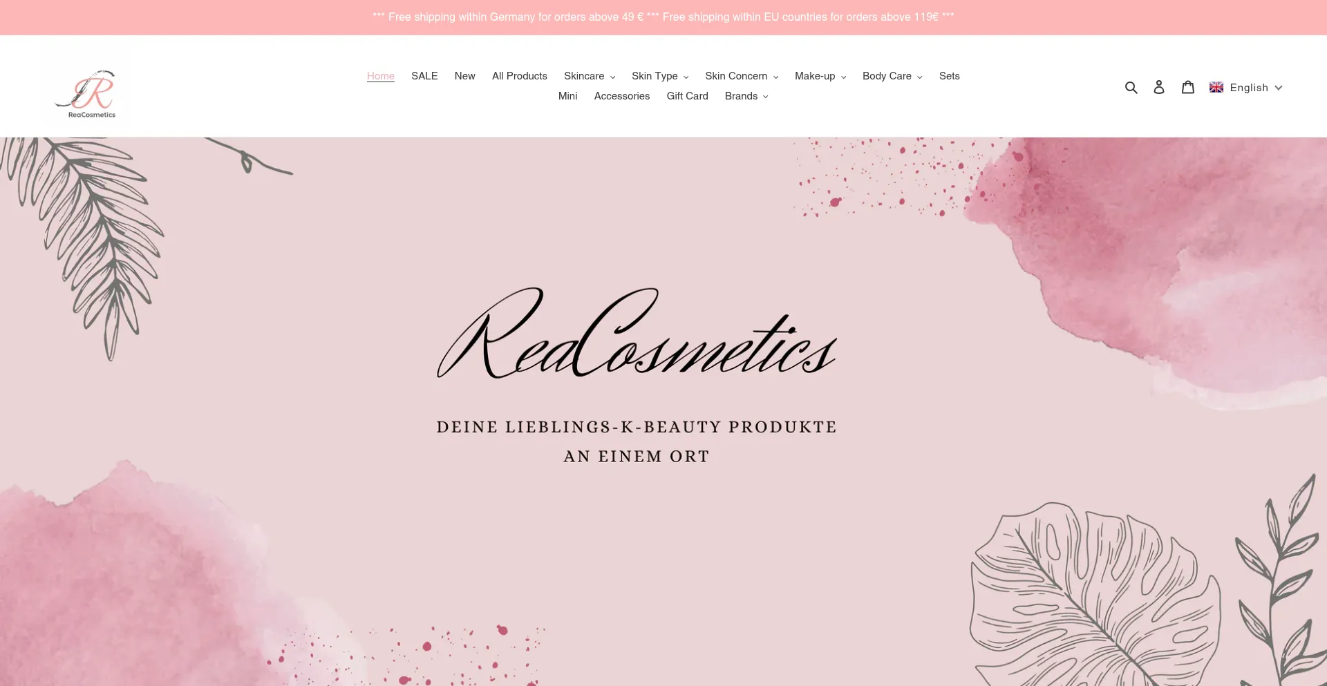 Website screenshot of Reacosmetics.de