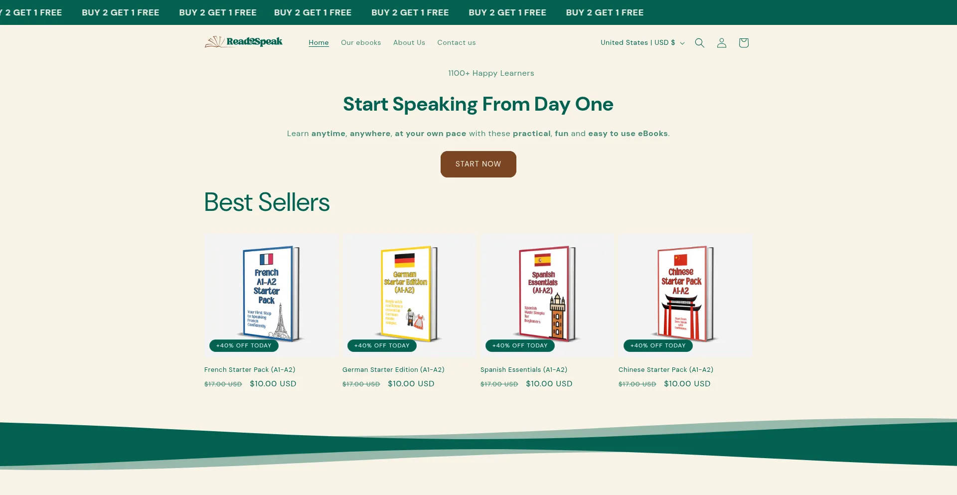 Website screenshot of Read2speak.net
