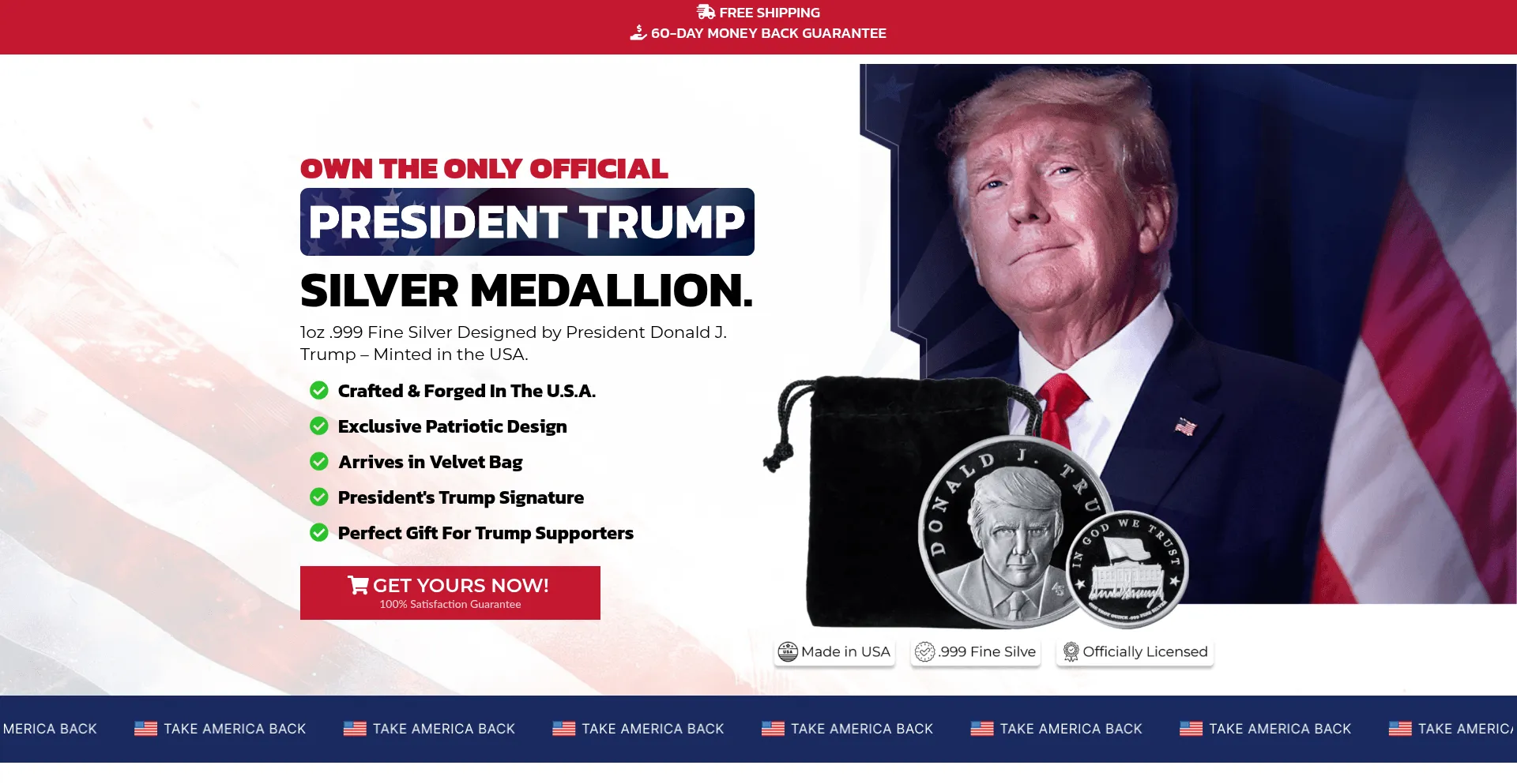 Website screenshot of Realtrumpcoins24.com