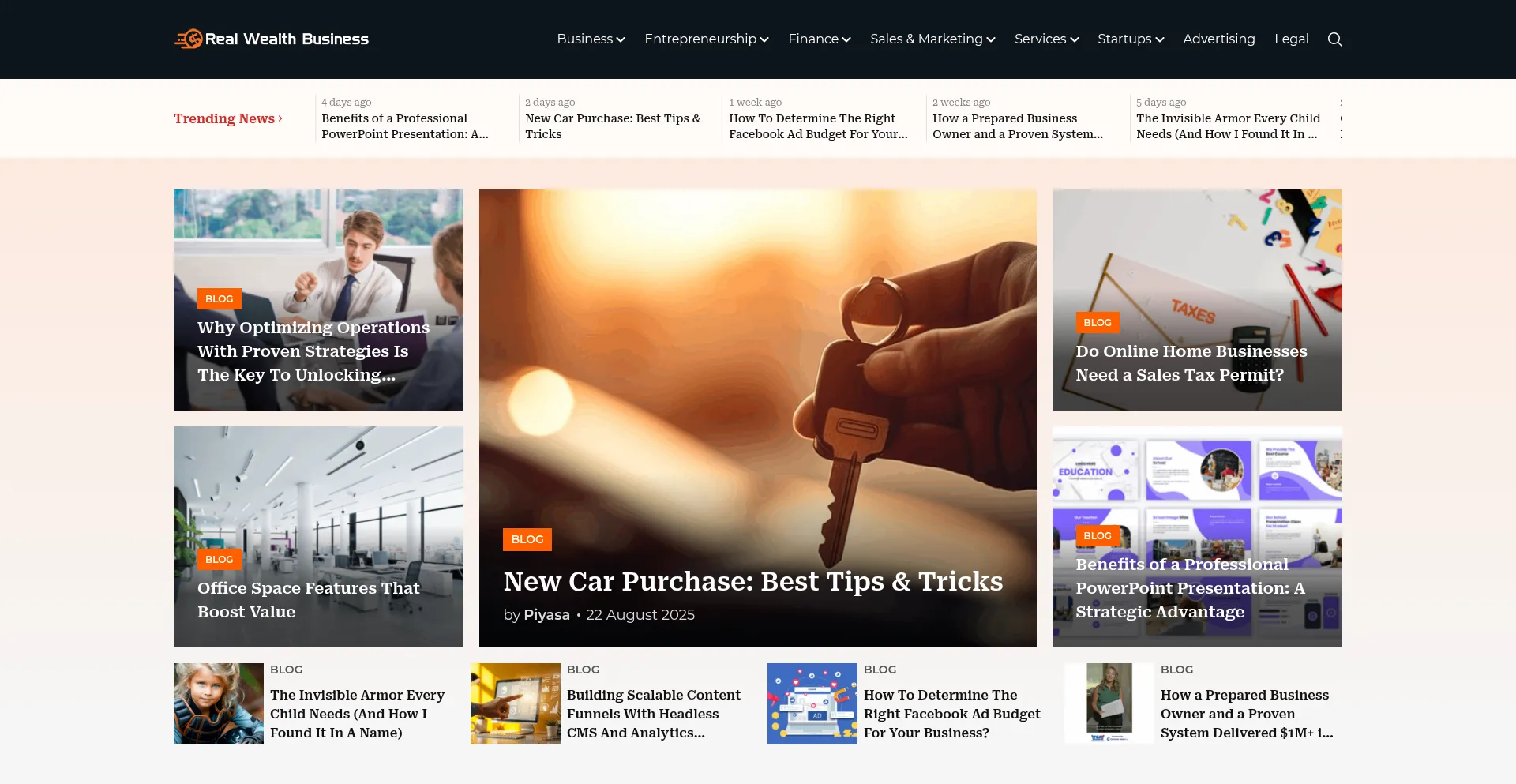 Website screenshot of Realwealthbusiness.com