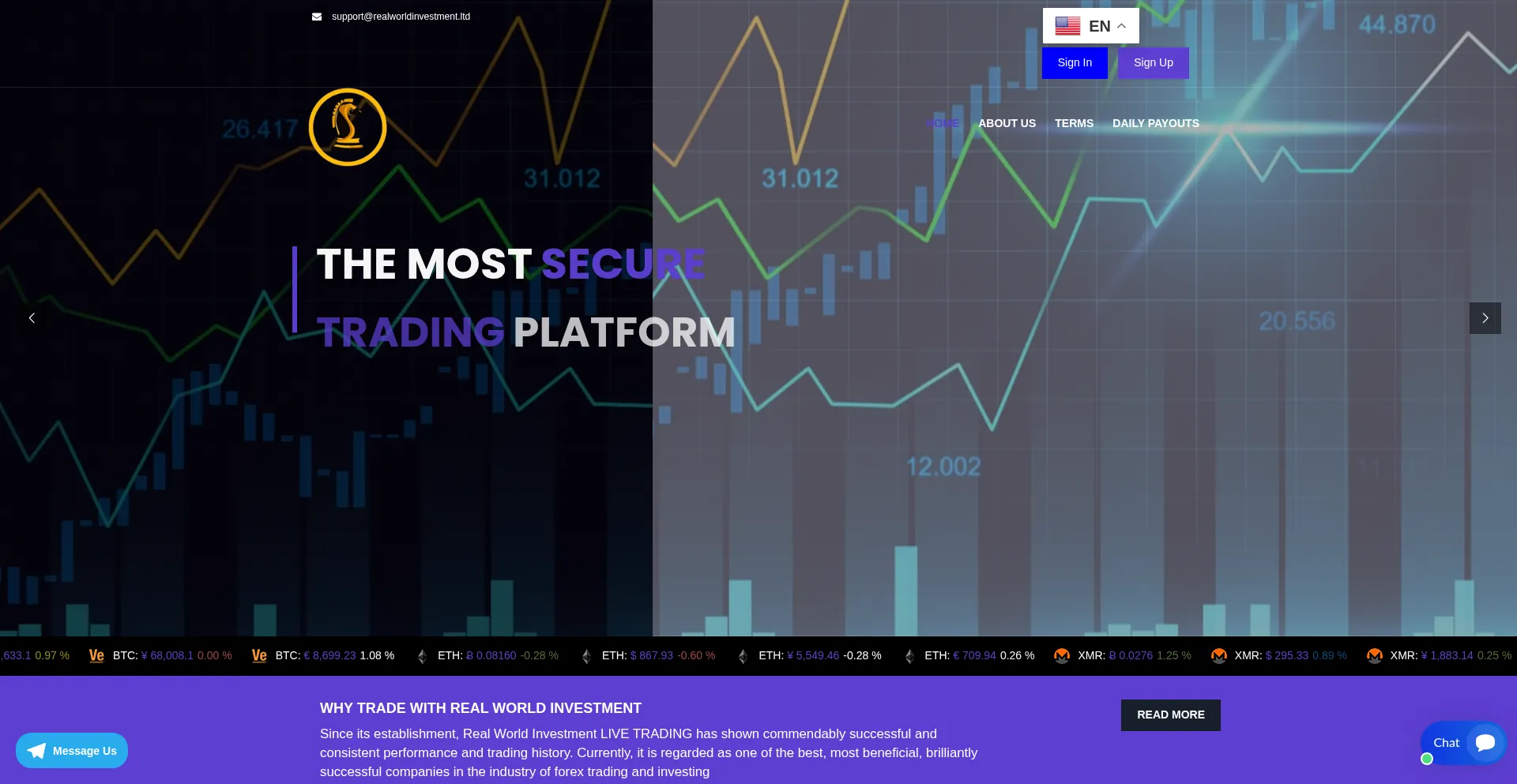 Website screenshot of Realworldinvestment.ltd