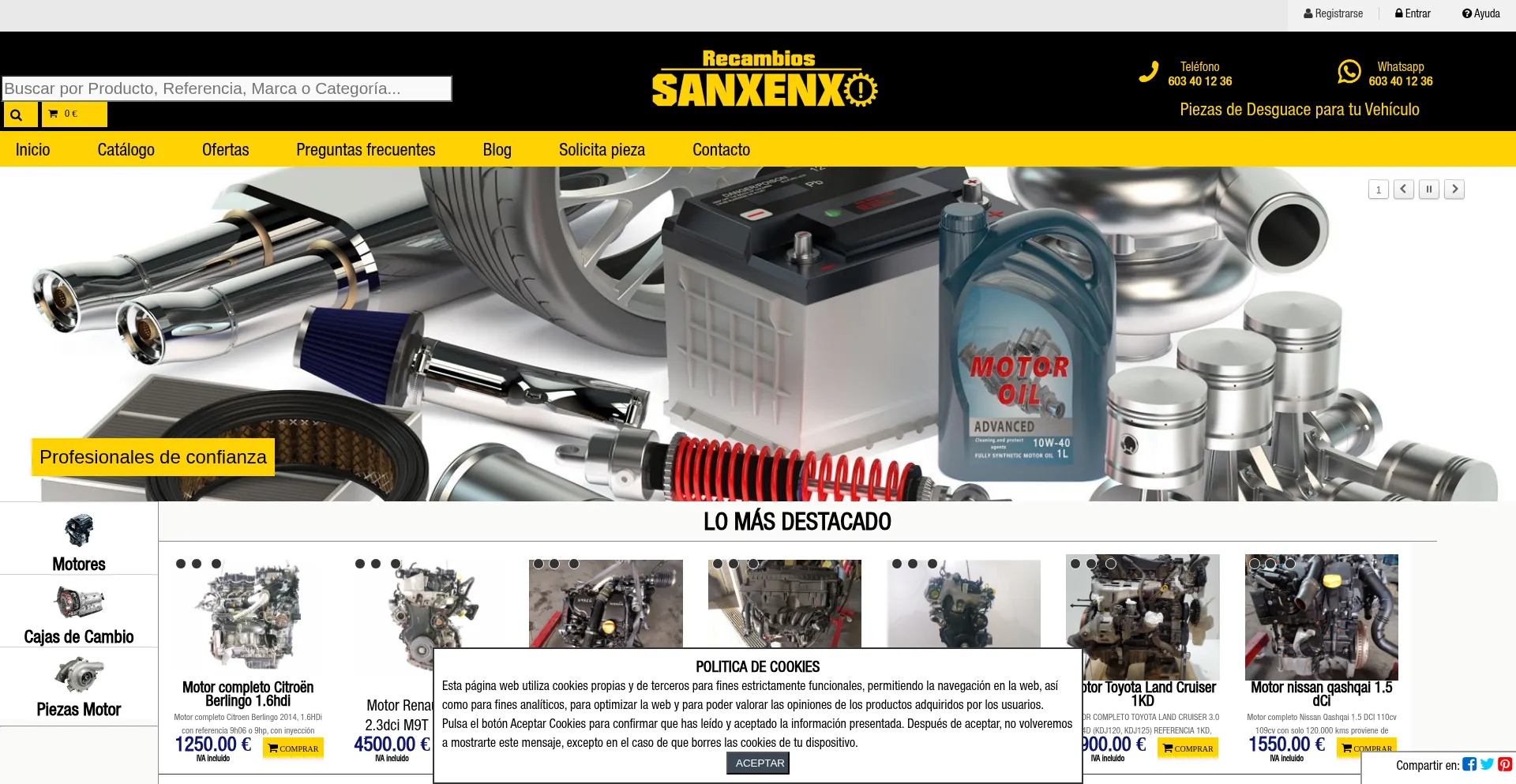 Website screenshot of Recambiossanxenxo.com