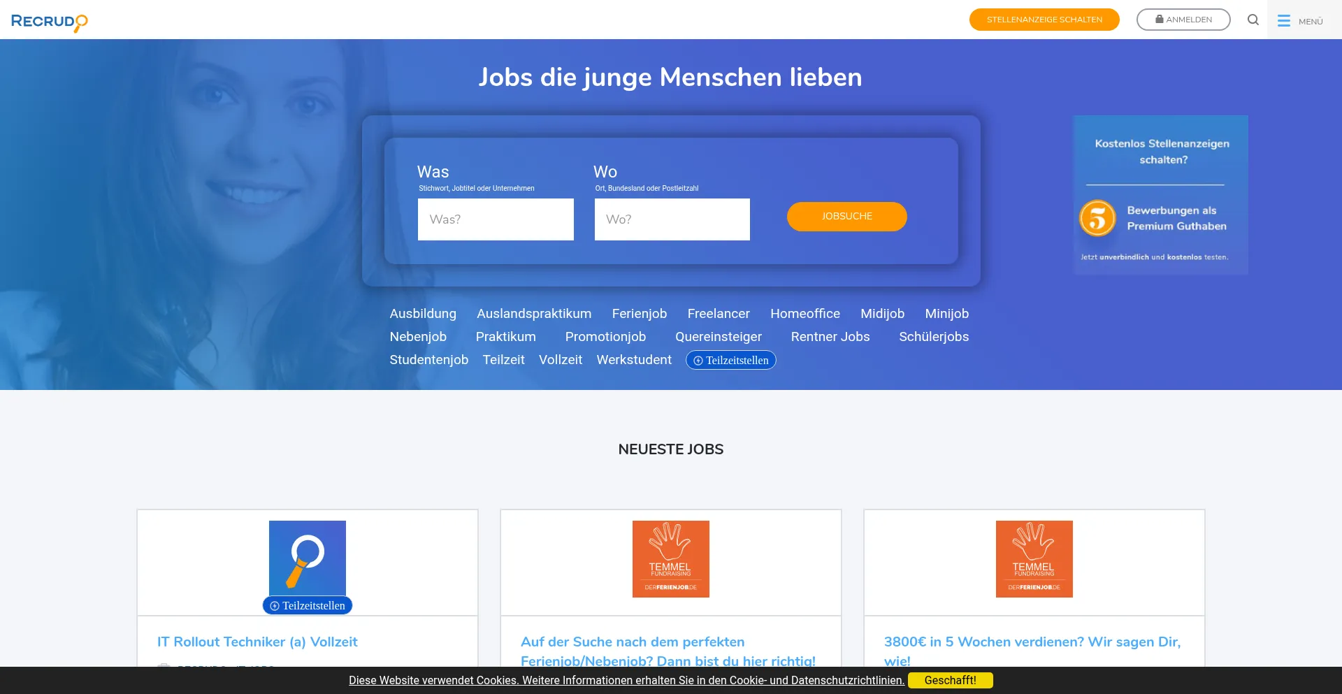 Website screenshot of Recrudo.com