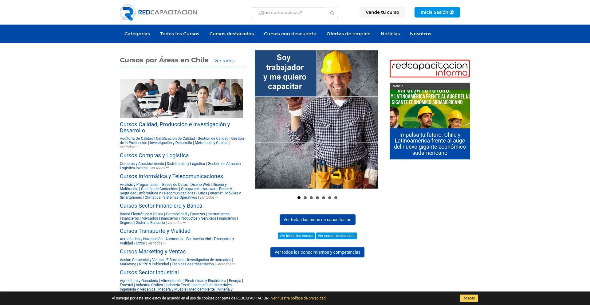 Website screenshot of Redcapacitacion.cl