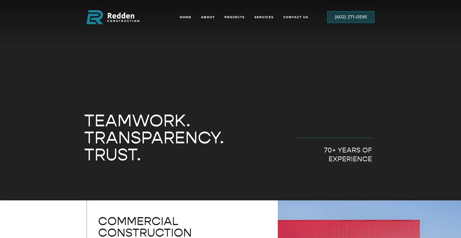 Website screenshot of Reddenconstruction.com