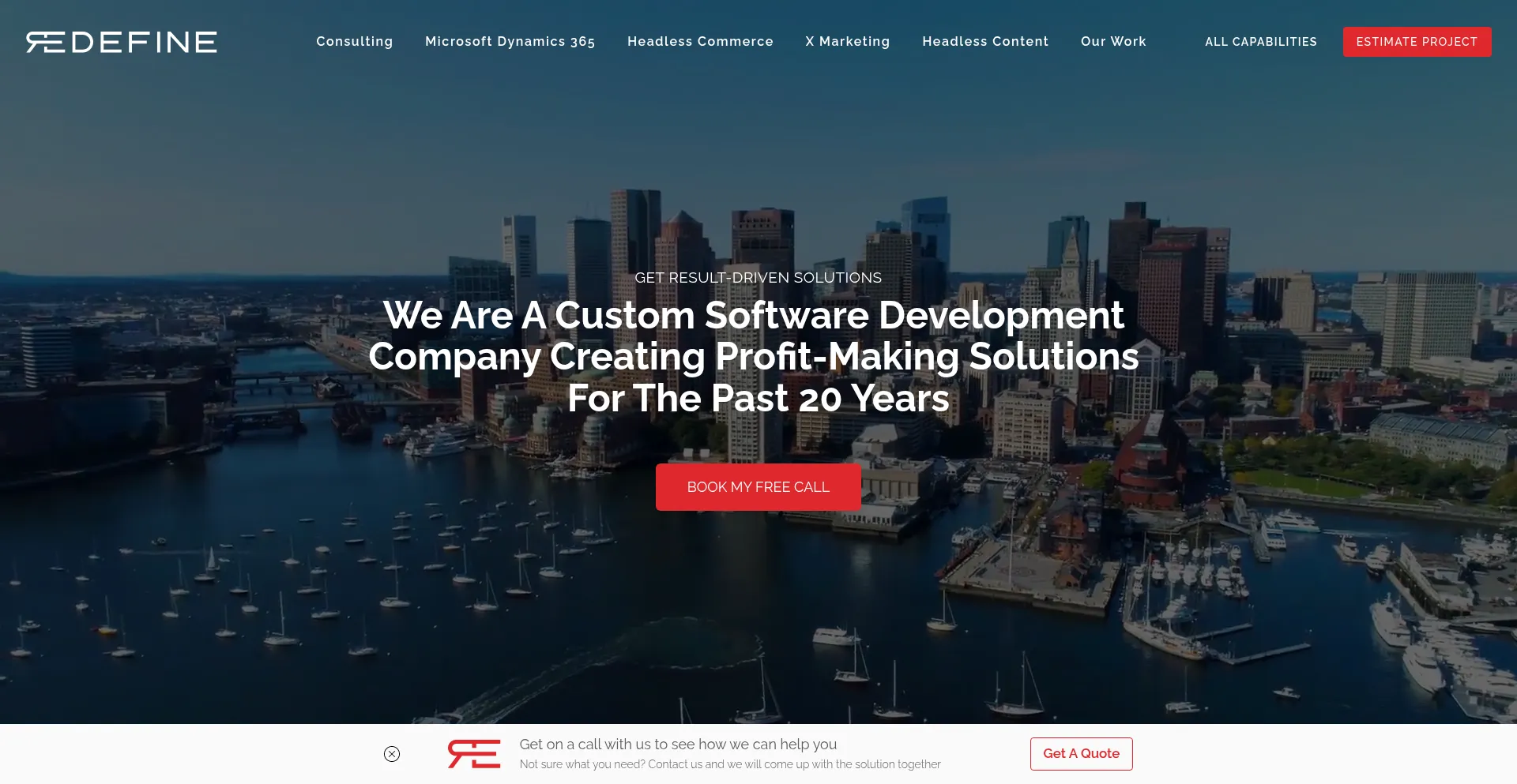 Website screenshot of Redefinesolutions.com