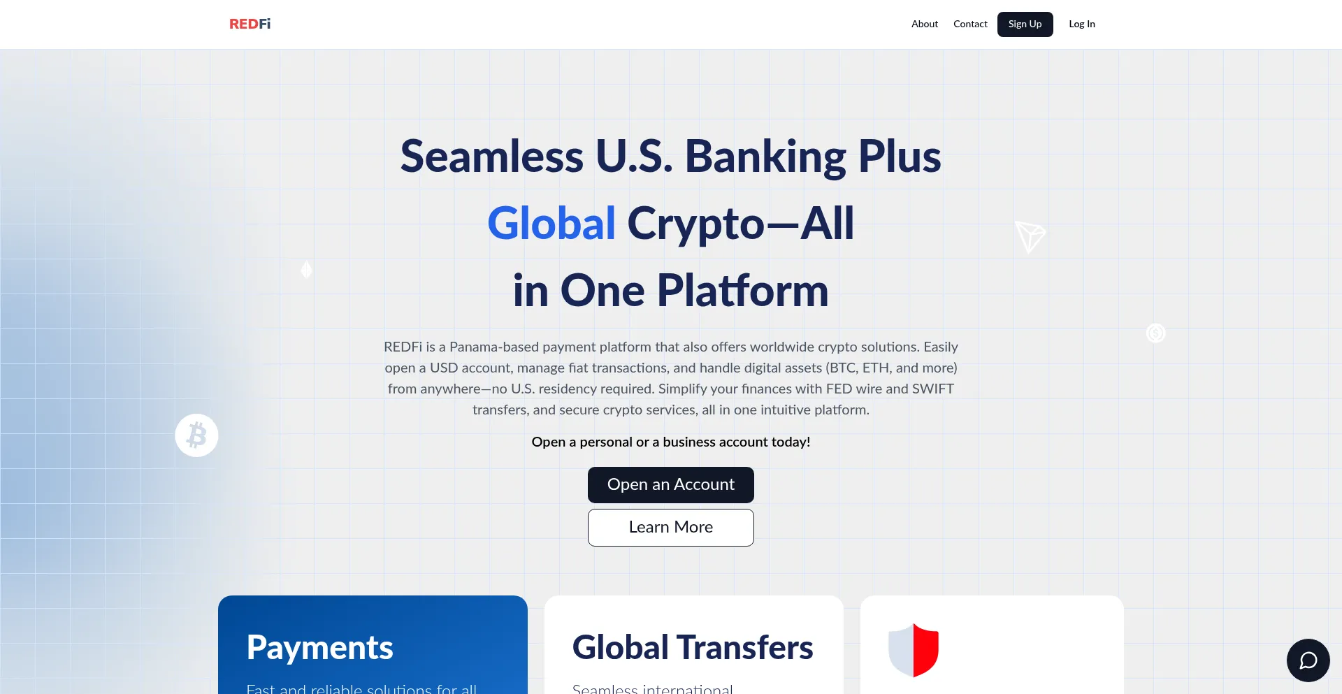 Website screenshot of Redfi.io