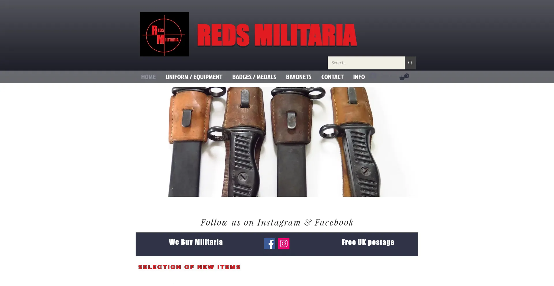 Website screenshot of Redsmilitaria.co.uk