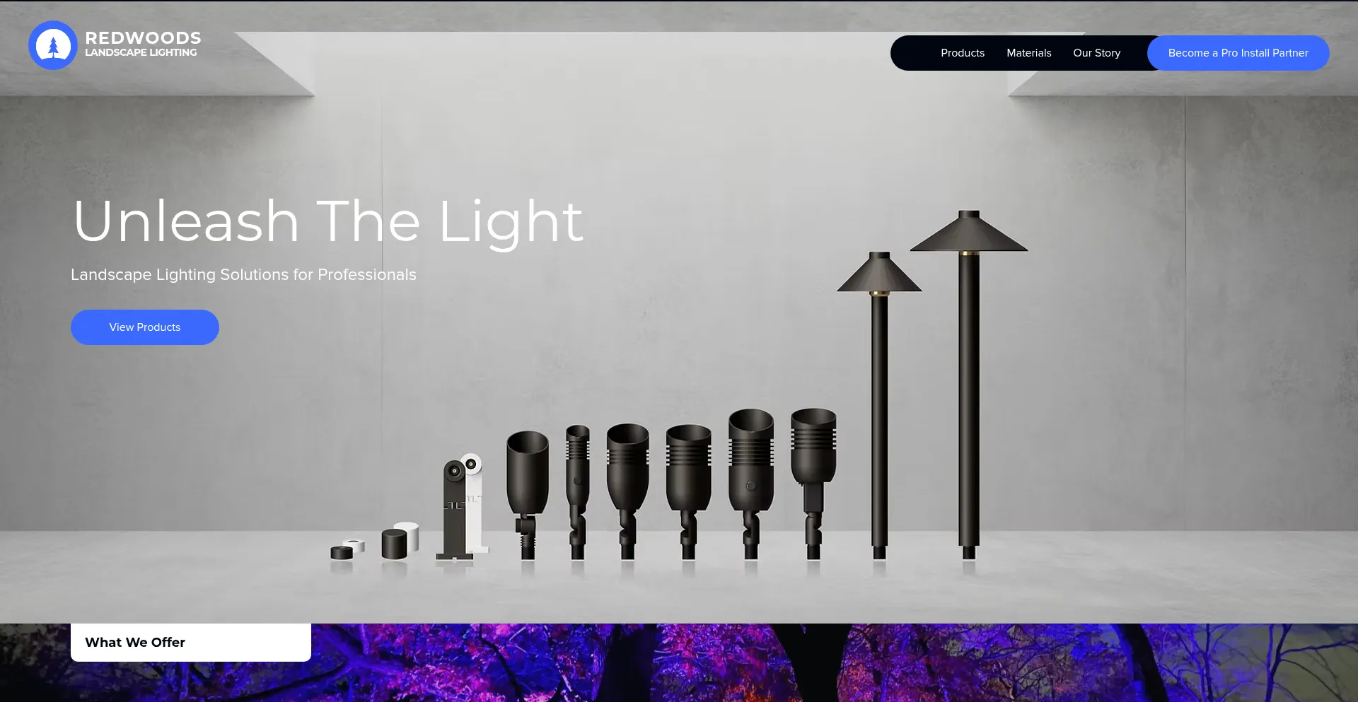 Website screenshot of Redwoodslighting.com