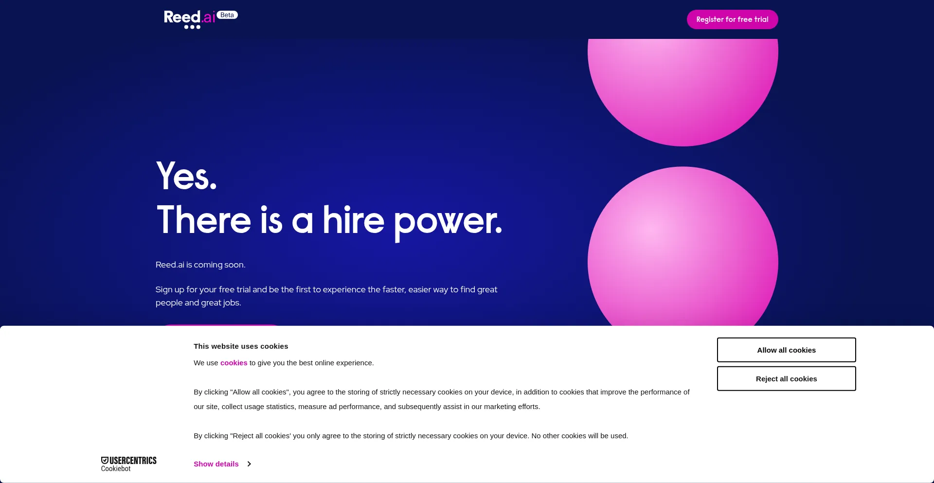 Website screenshot of Reed.ai