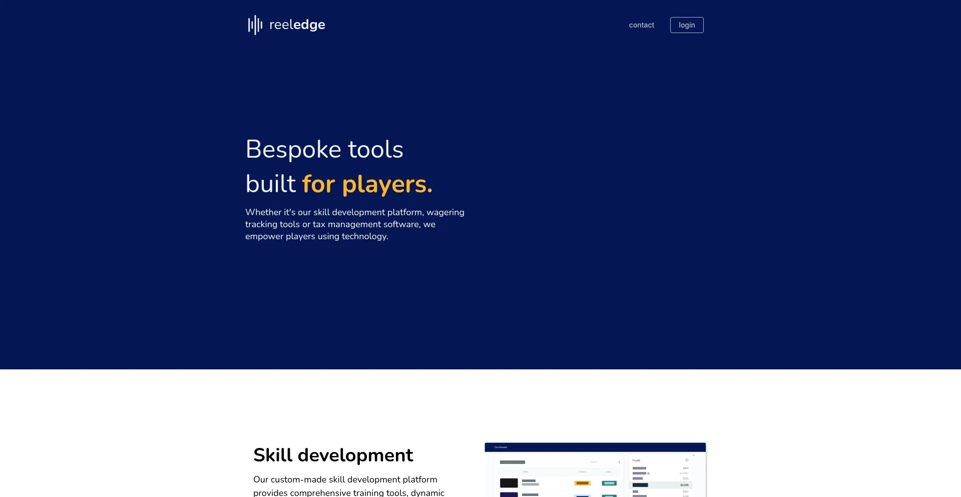 Website screenshot of Reeledge.com
