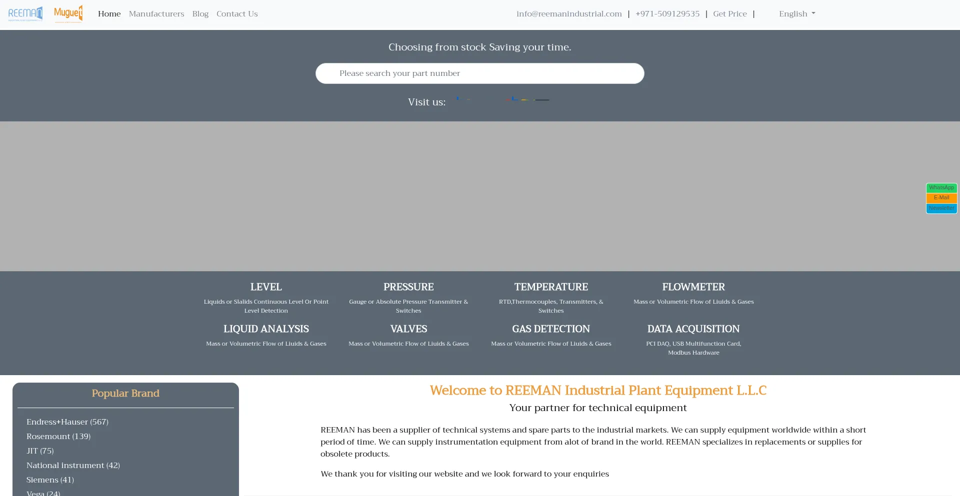 Website screenshot of Reemanindustrial.com