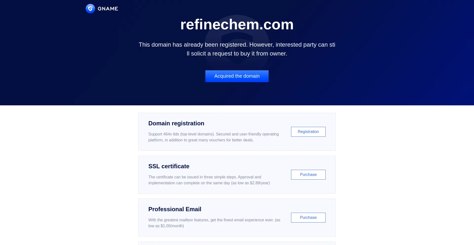 Website screenshot of Refinechem.com