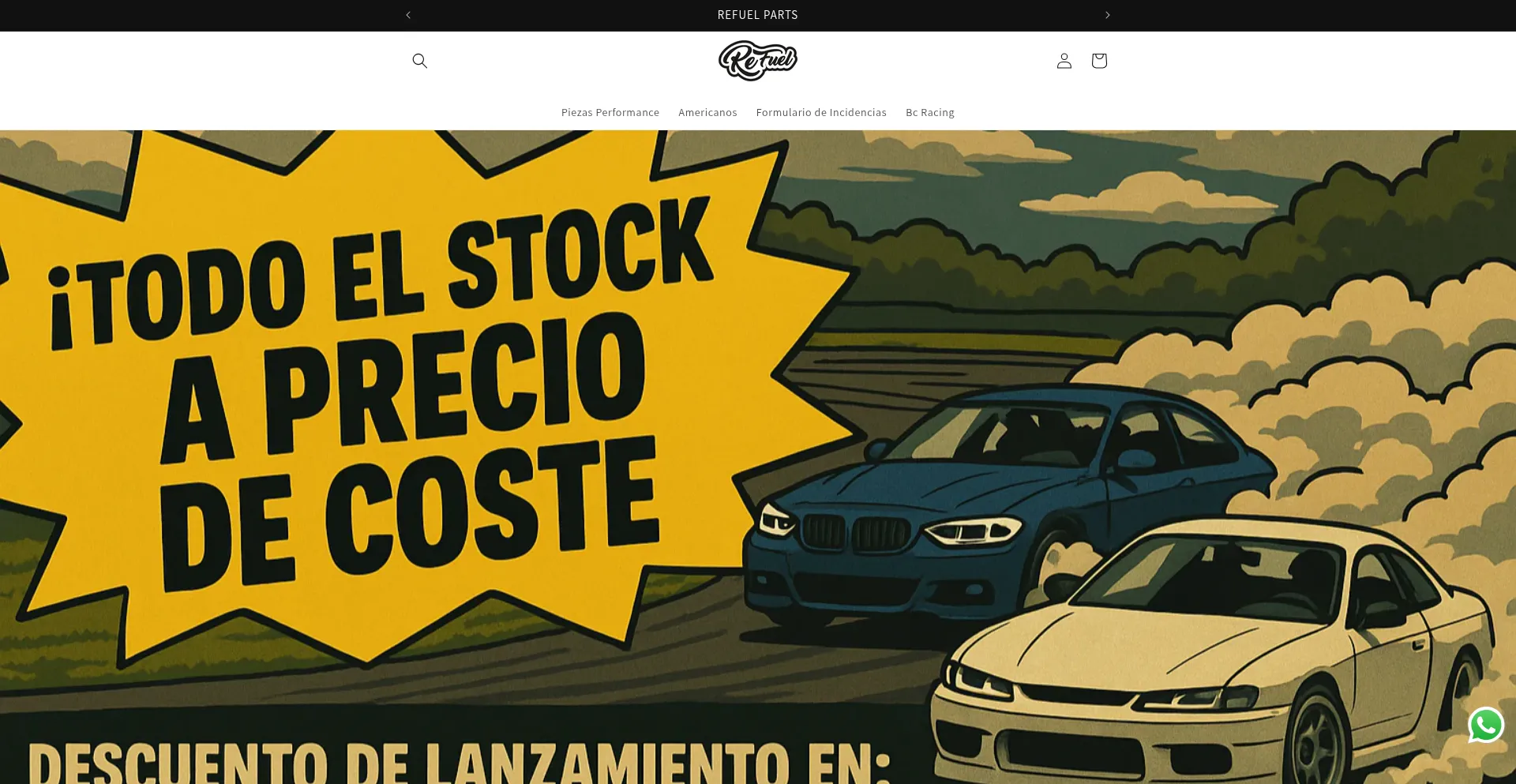 Website screenshot of Refuelparts.com