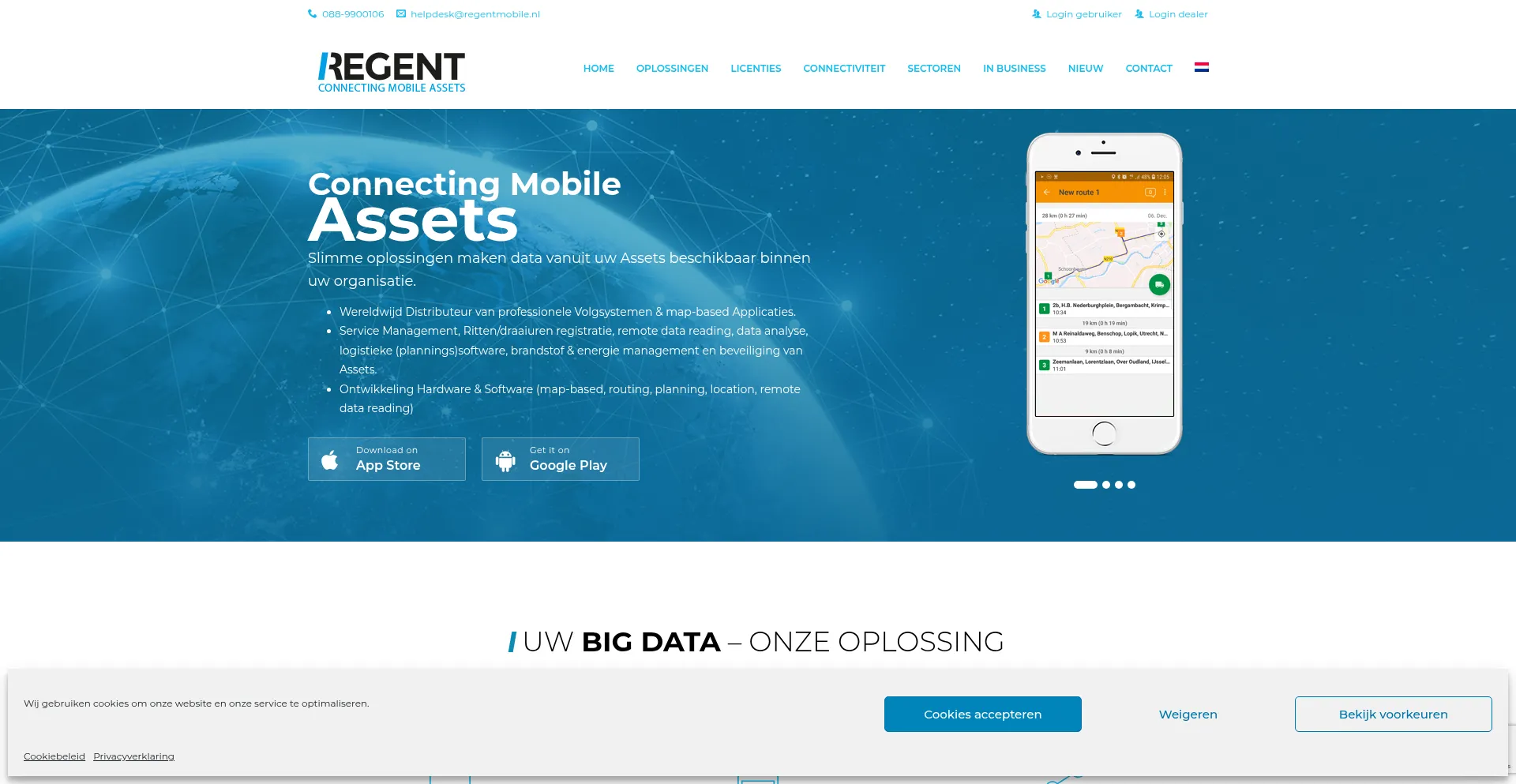 Website screenshot of Regentmobile.nl