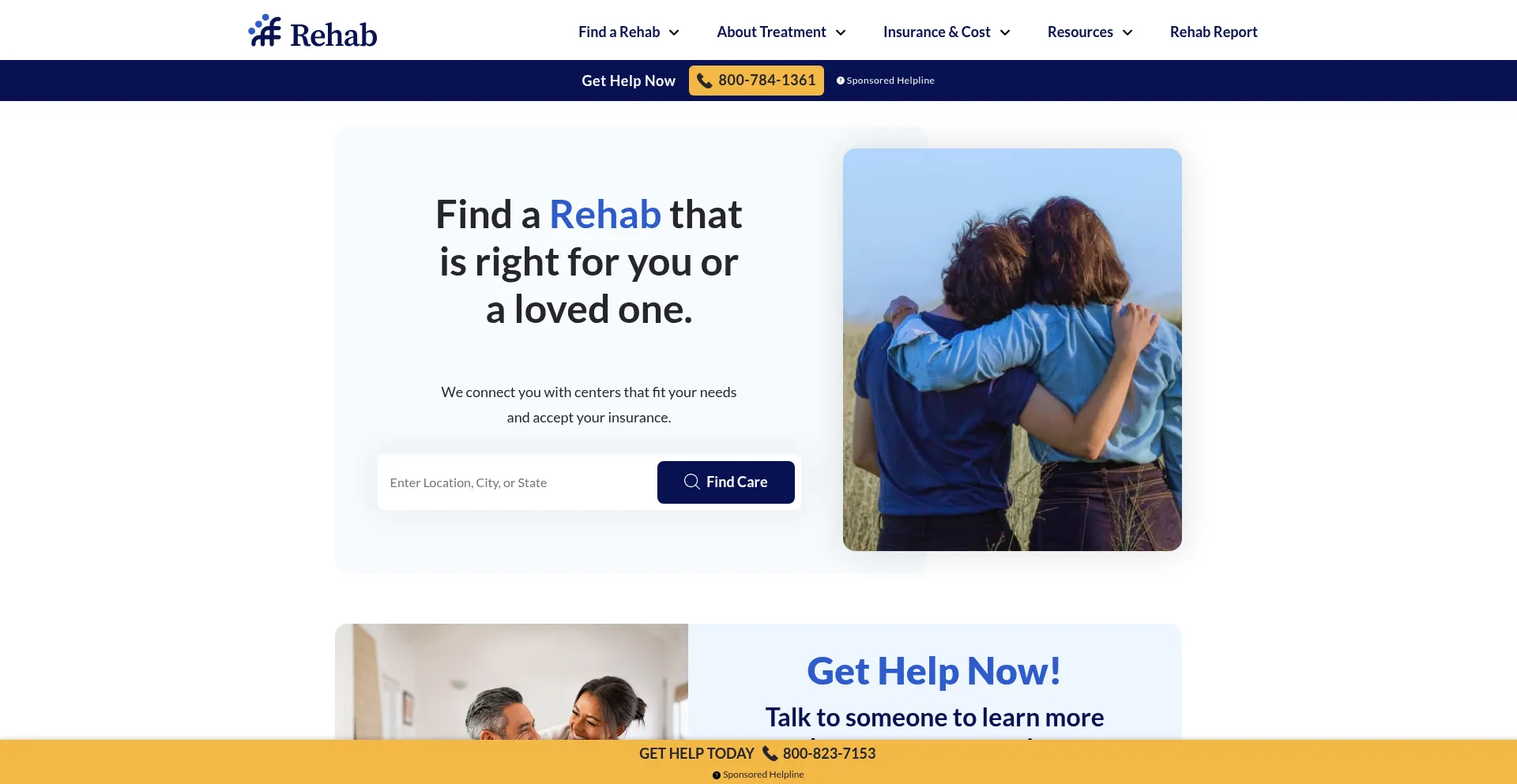 Website screenshot of Rehab.com