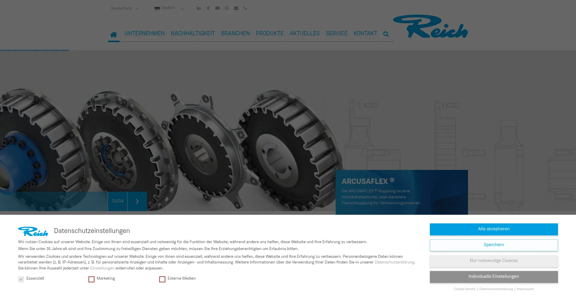 Website screenshot of Reich-kupplungen.com