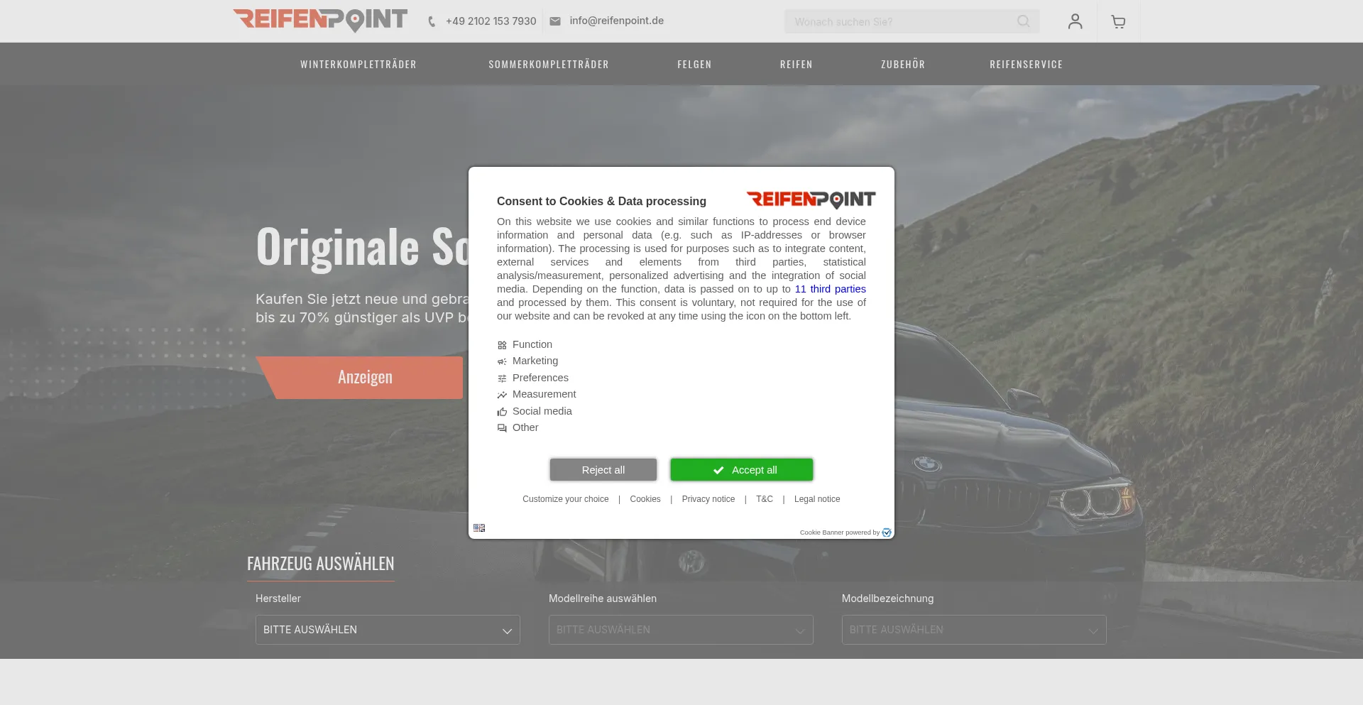 Website screenshot of Reifenpoint.de