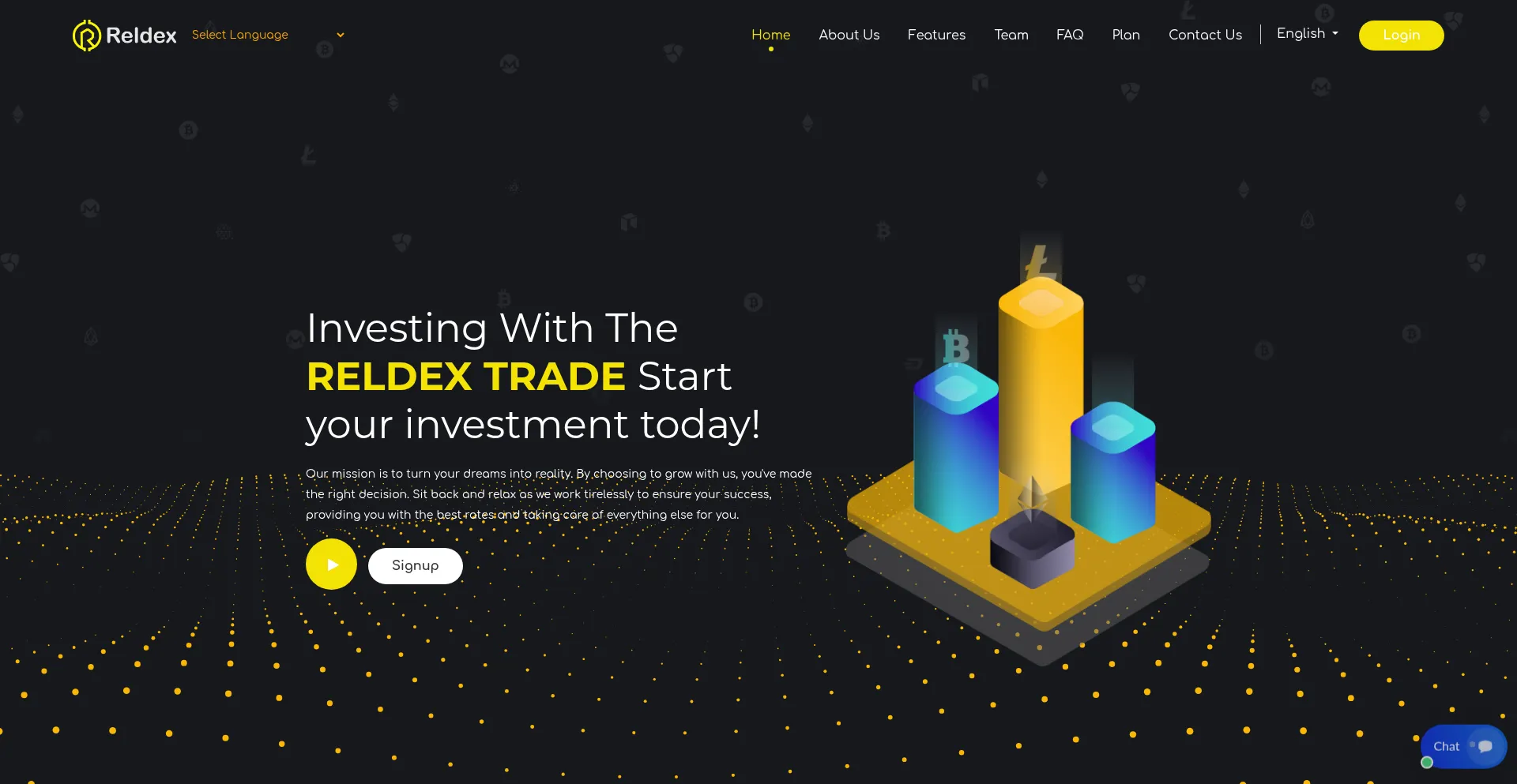 Website screenshot of Reldextrades.com