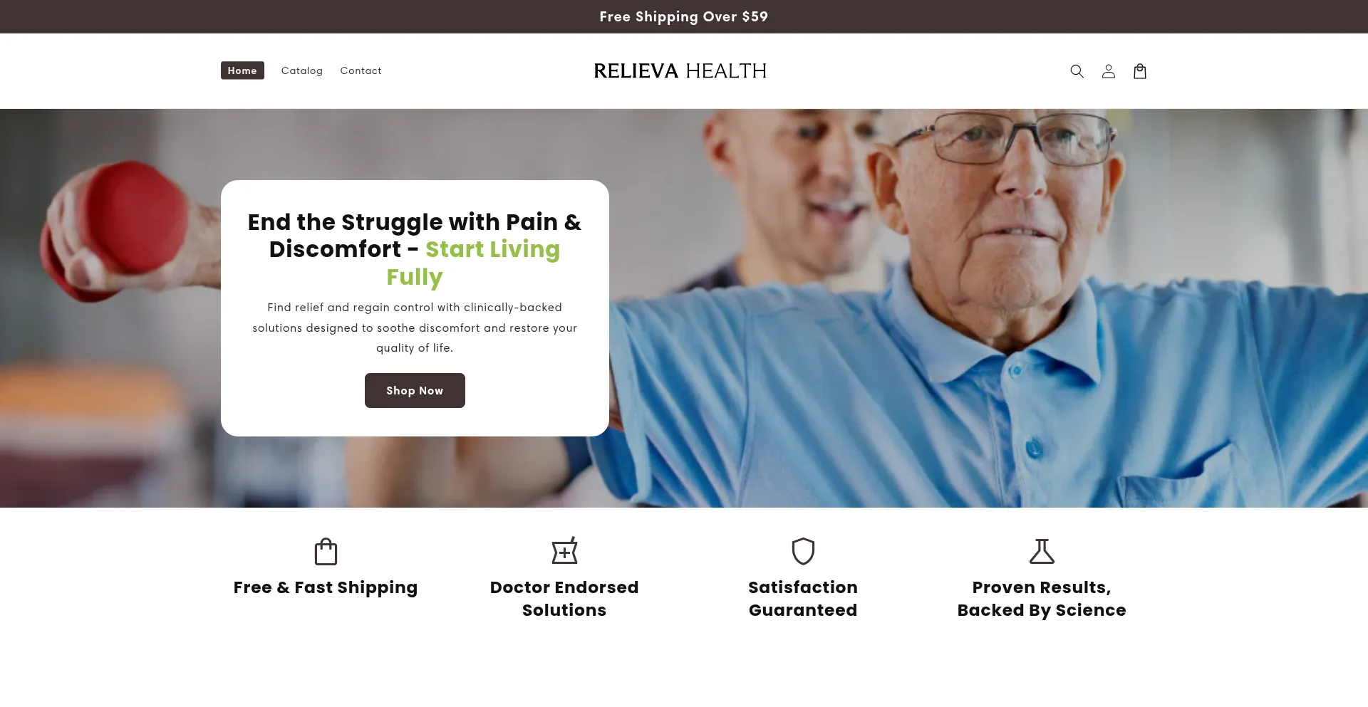 Website screenshot of Relievahealth.com