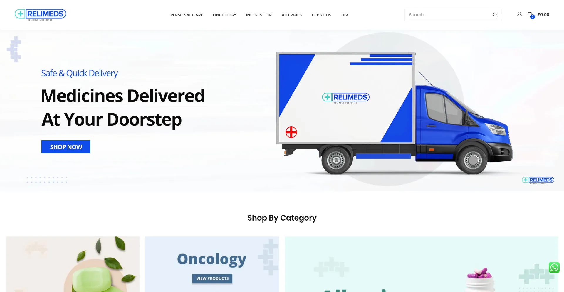 Website screenshot of Relimeds.com