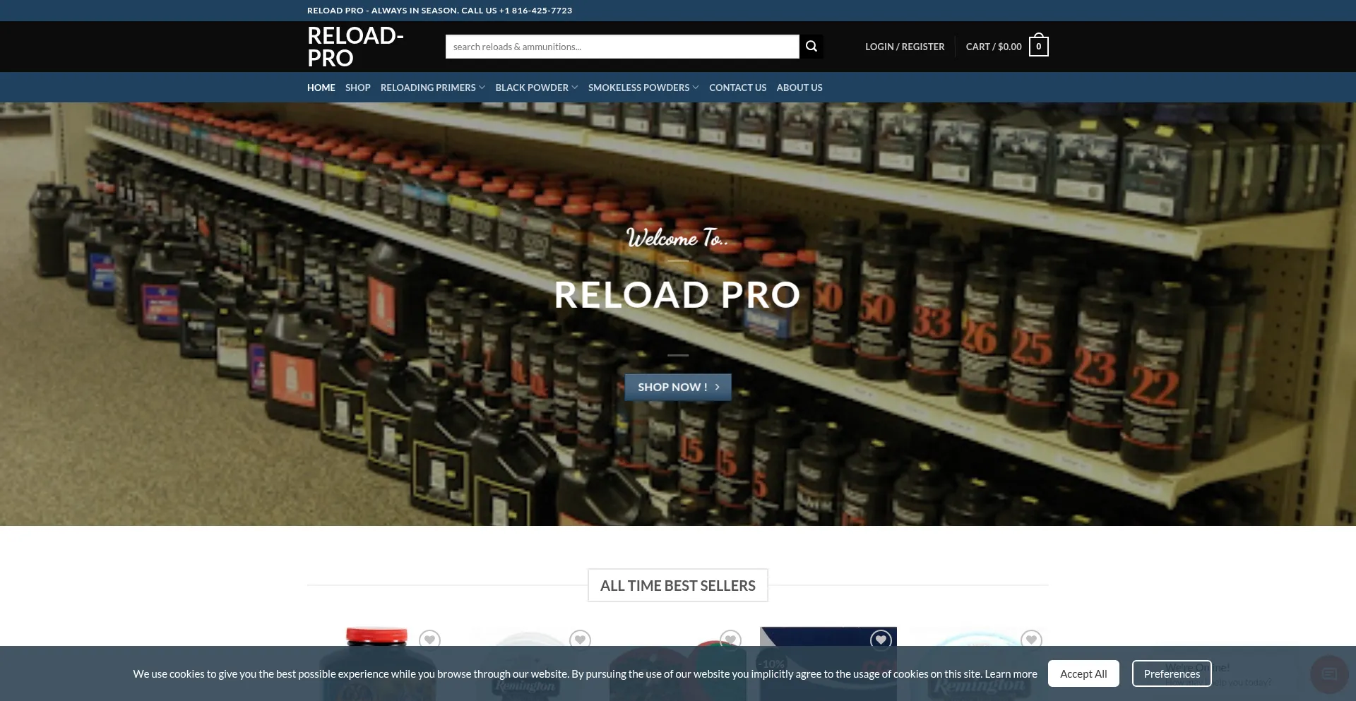 Website screenshot of Reload-pro.com