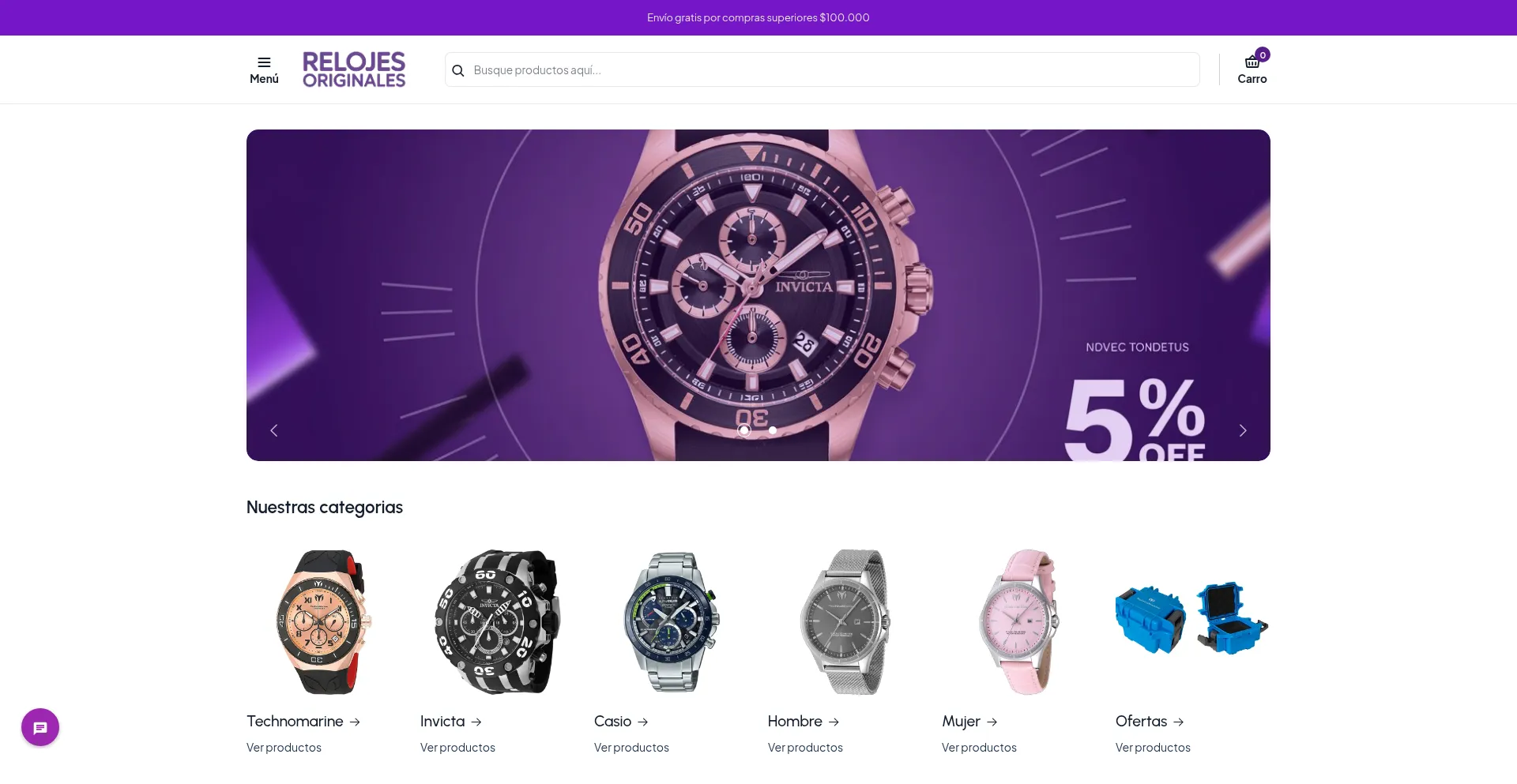 Website screenshot of Relojesoriginalesshop.com