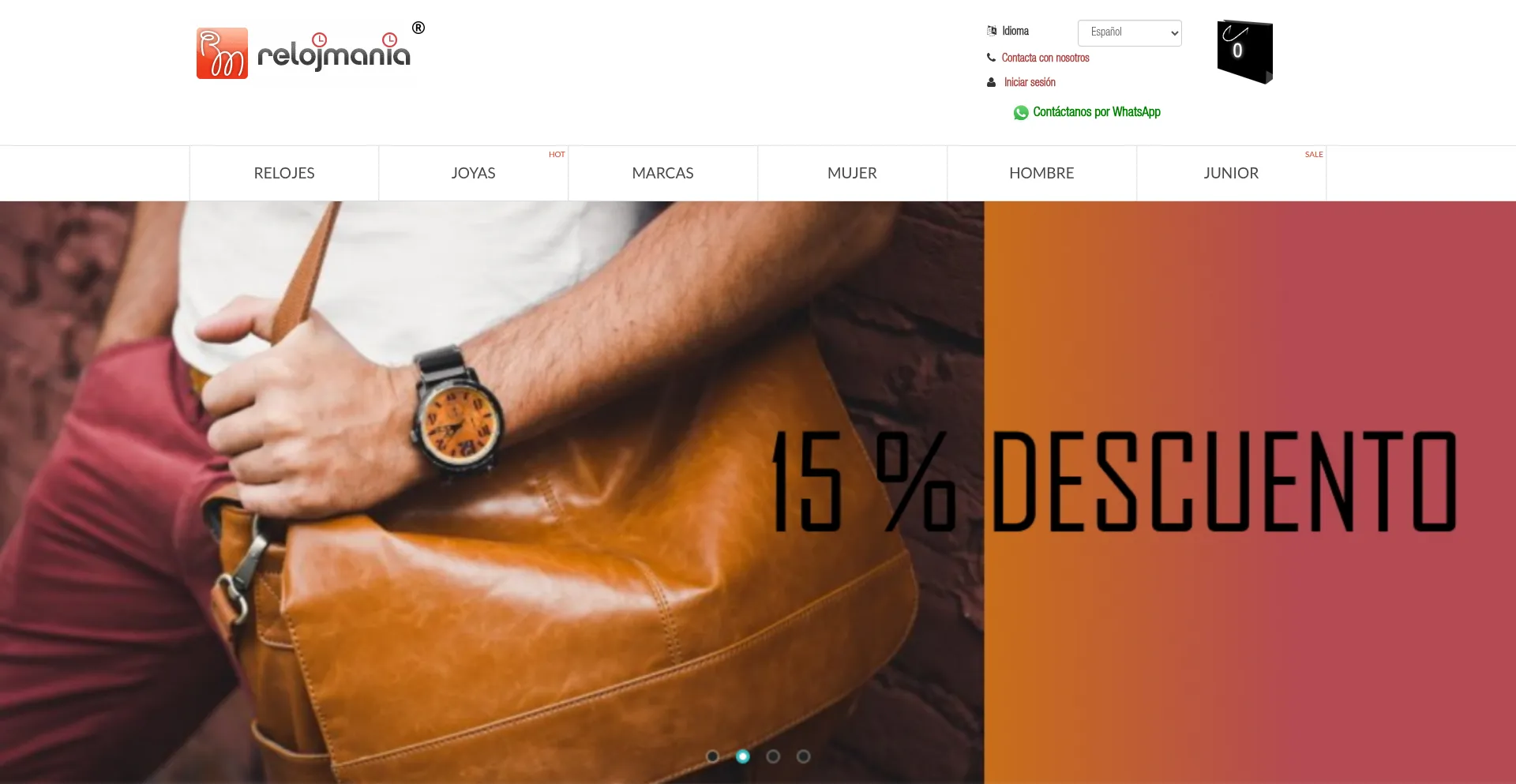 Website screenshot of Relojmania.com