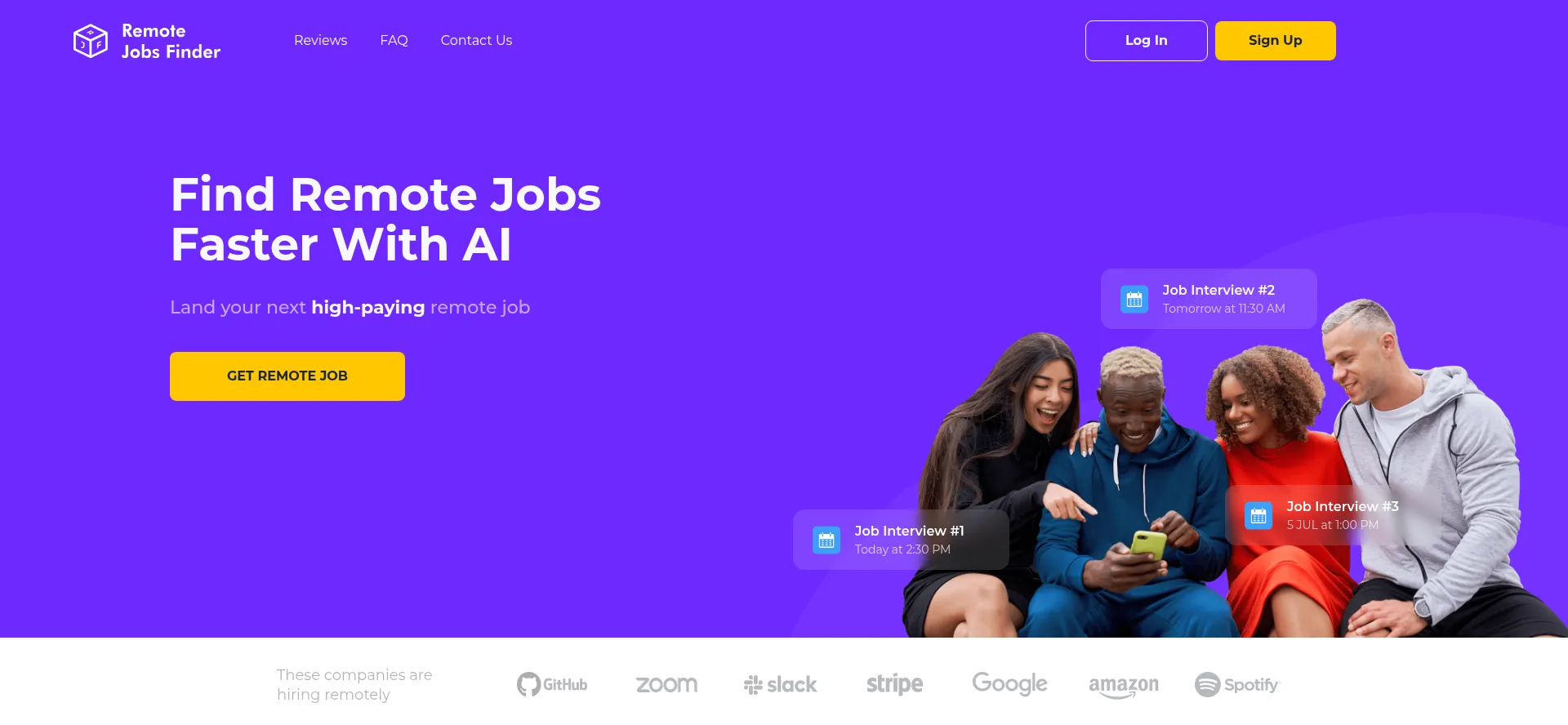 Website screenshot of Remotejobsfinder.co