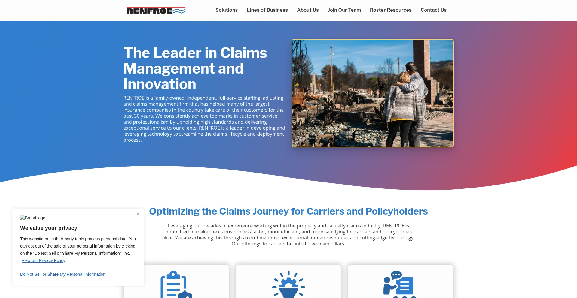 Website screenshot of Renfroe.com