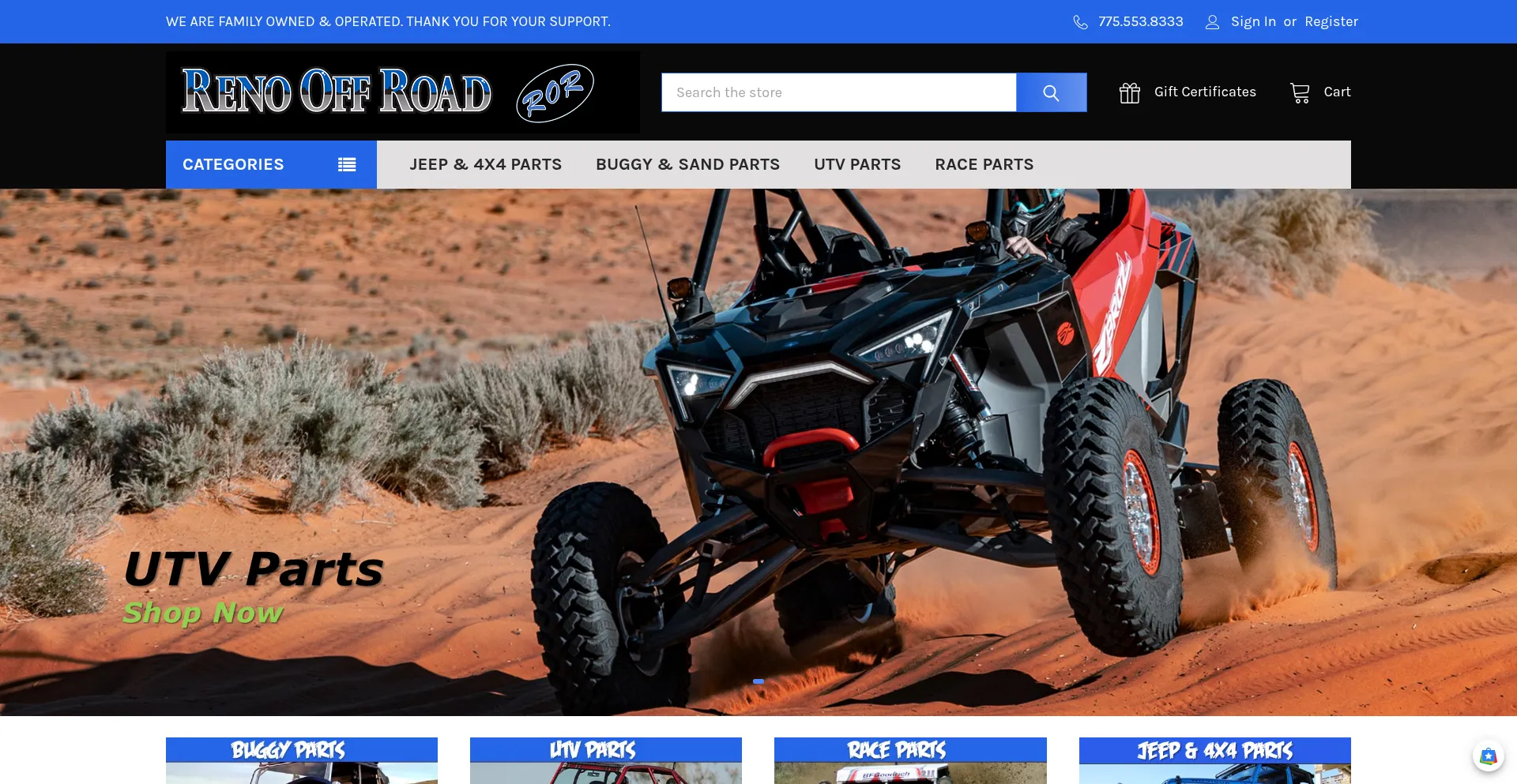 Website screenshot of Renooffroad.com