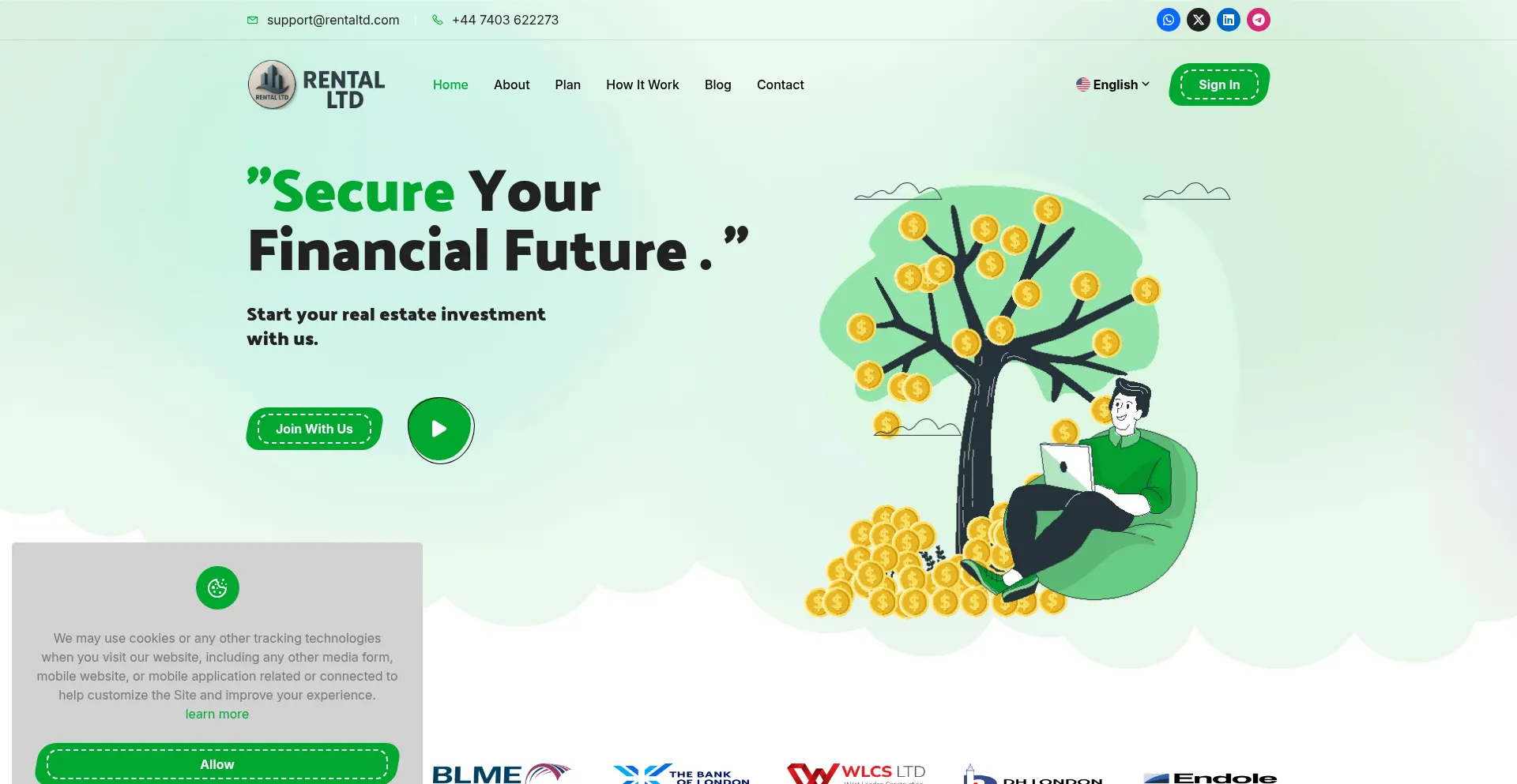 Website screenshot of Rentaltd.com