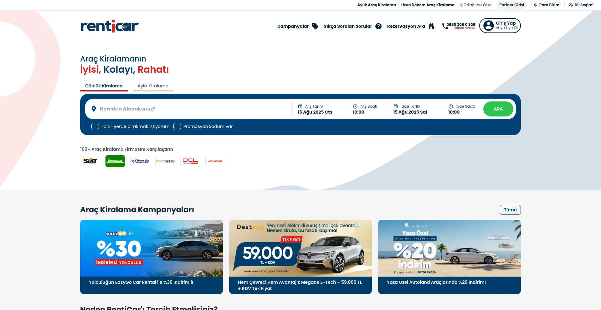 Website screenshot of Renticar.com