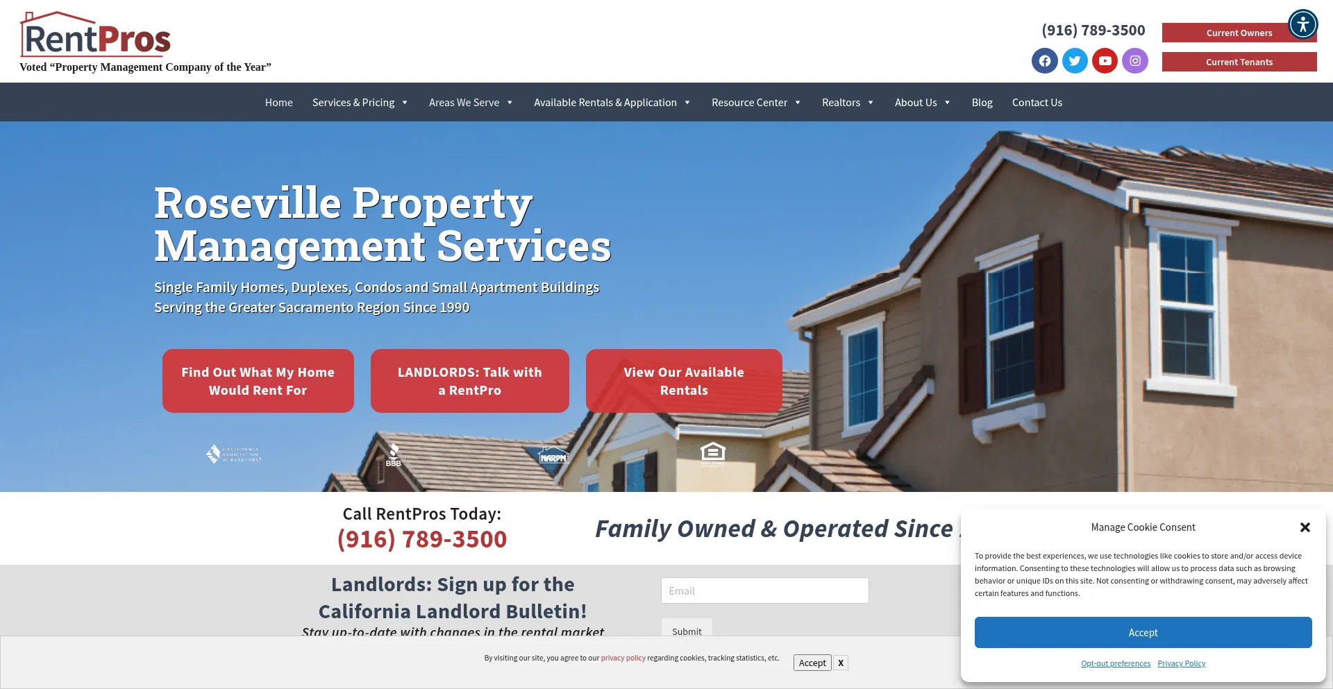 Website screenshot of Rentpros.com