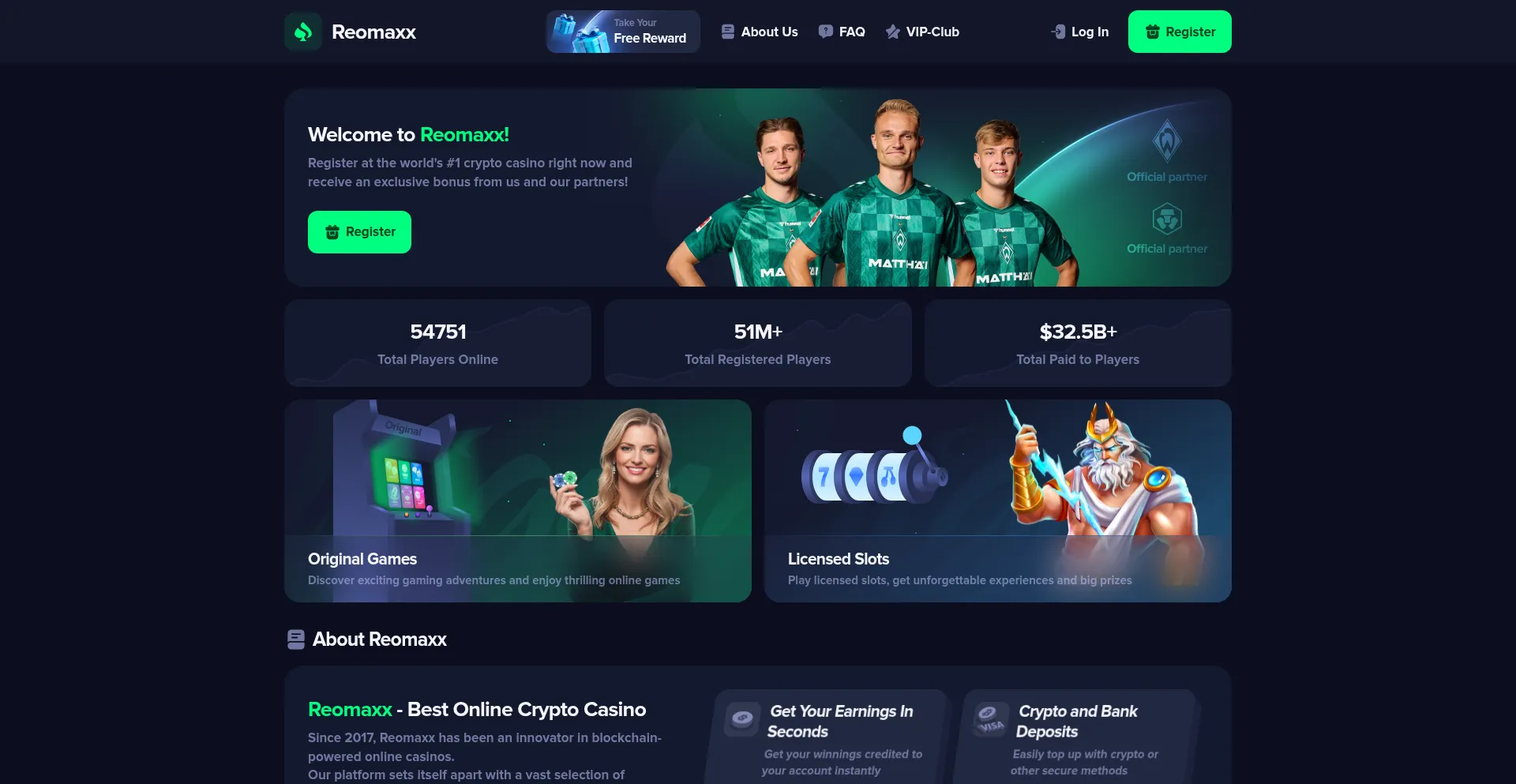 Website screenshot of Reomaxx.com