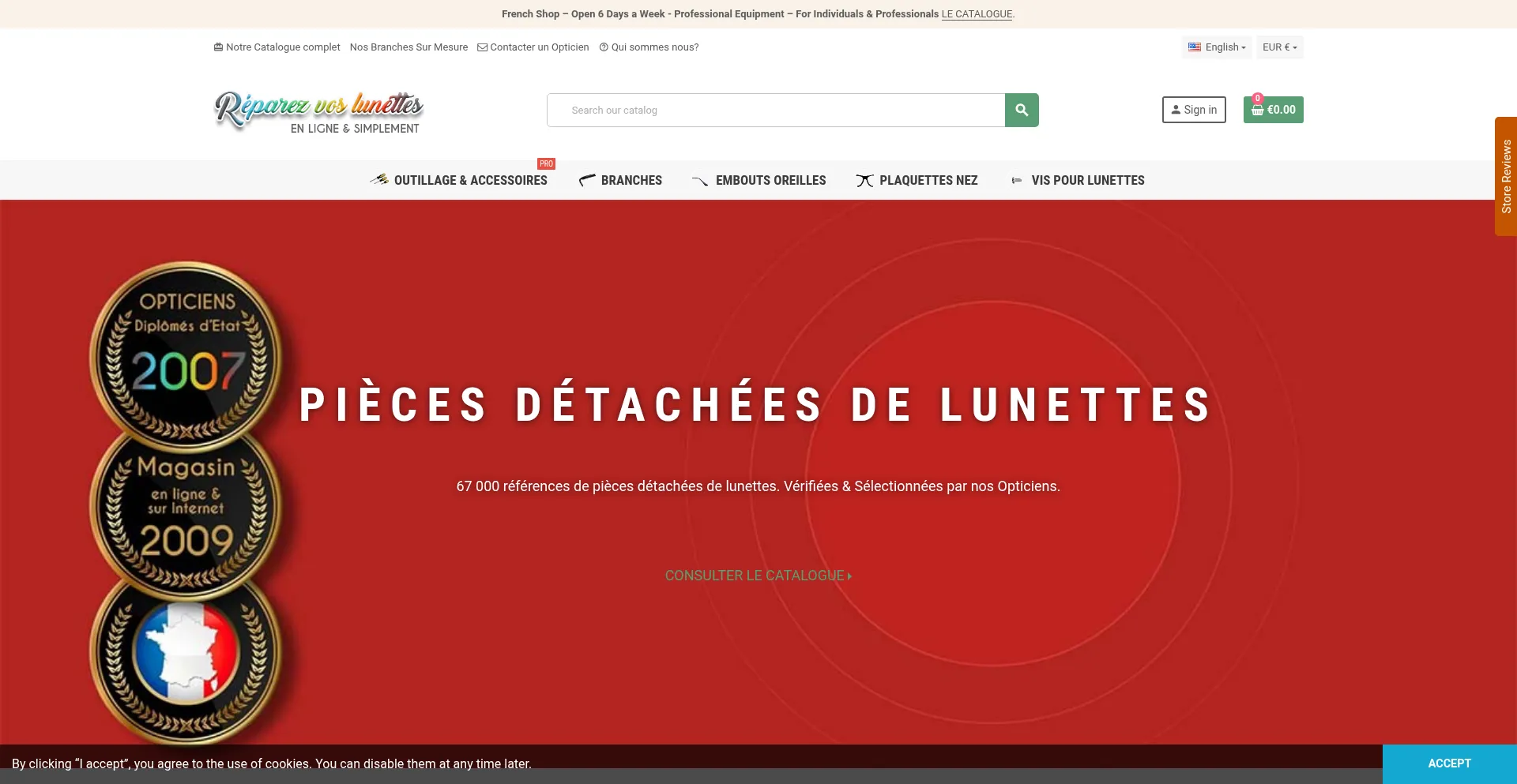 Website screenshot of Reparez-vos-lunettes.com