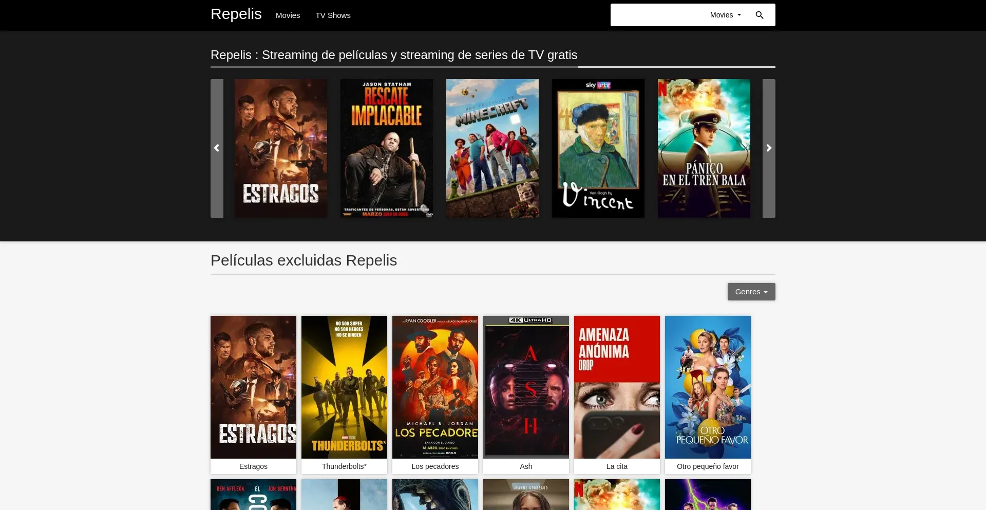 Website screenshot of Repelis.pm