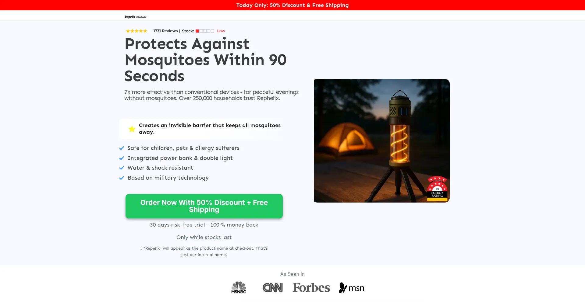 Website screenshot of Rephelix.com