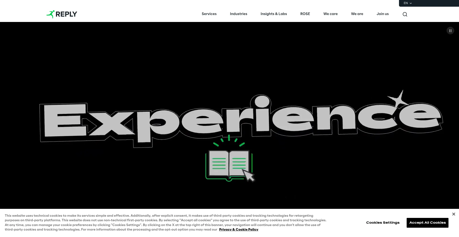 Website screenshot of Reply.com