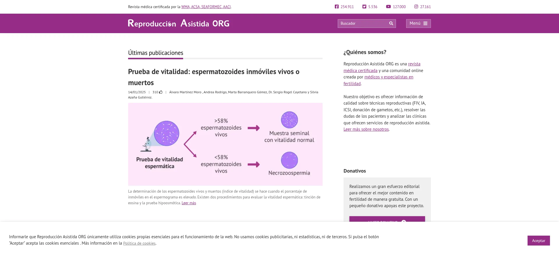 Website screenshot of Reproduccionasistida.org
