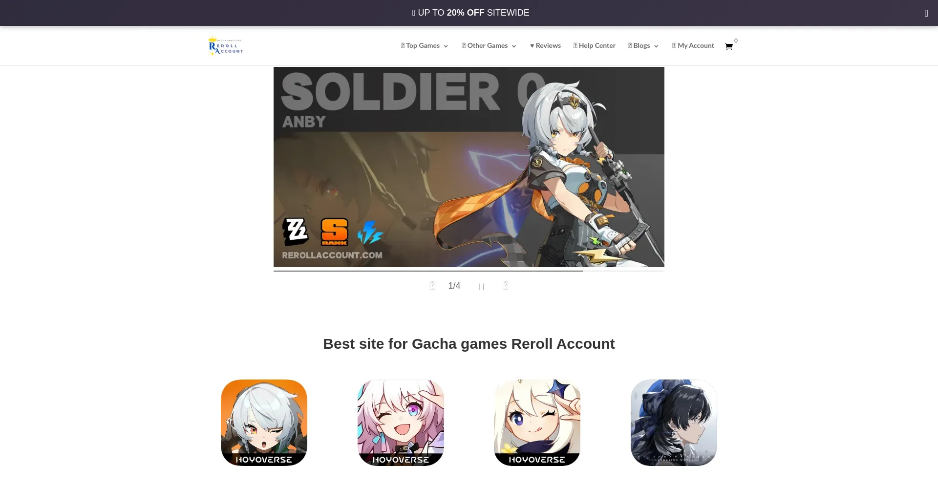Website screenshot of Rerollaccount.com