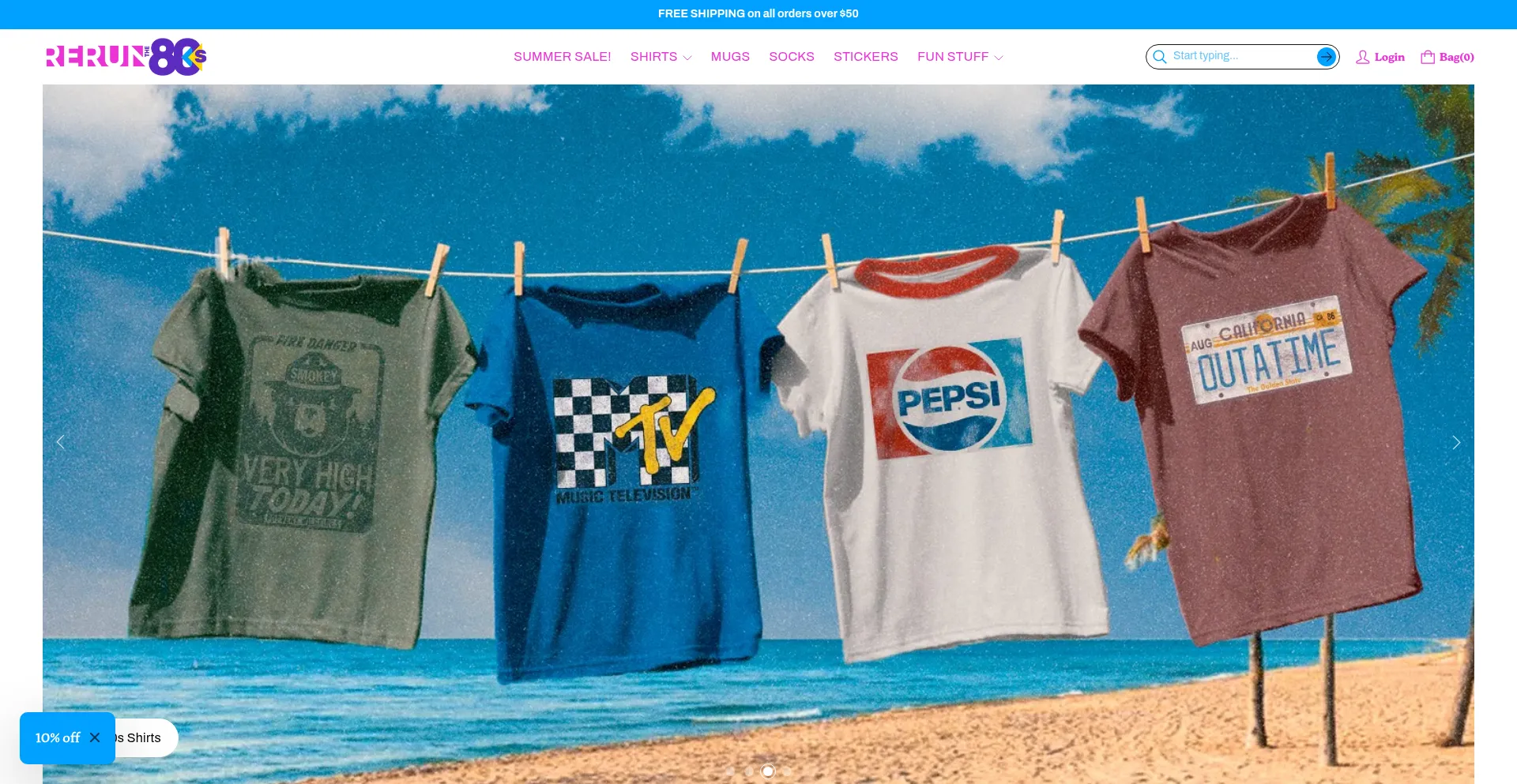 Website screenshot of Rerunthe80s.com