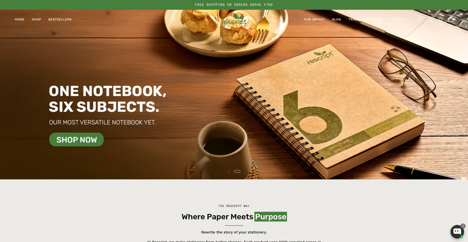 Website screenshot of Rescript.in
