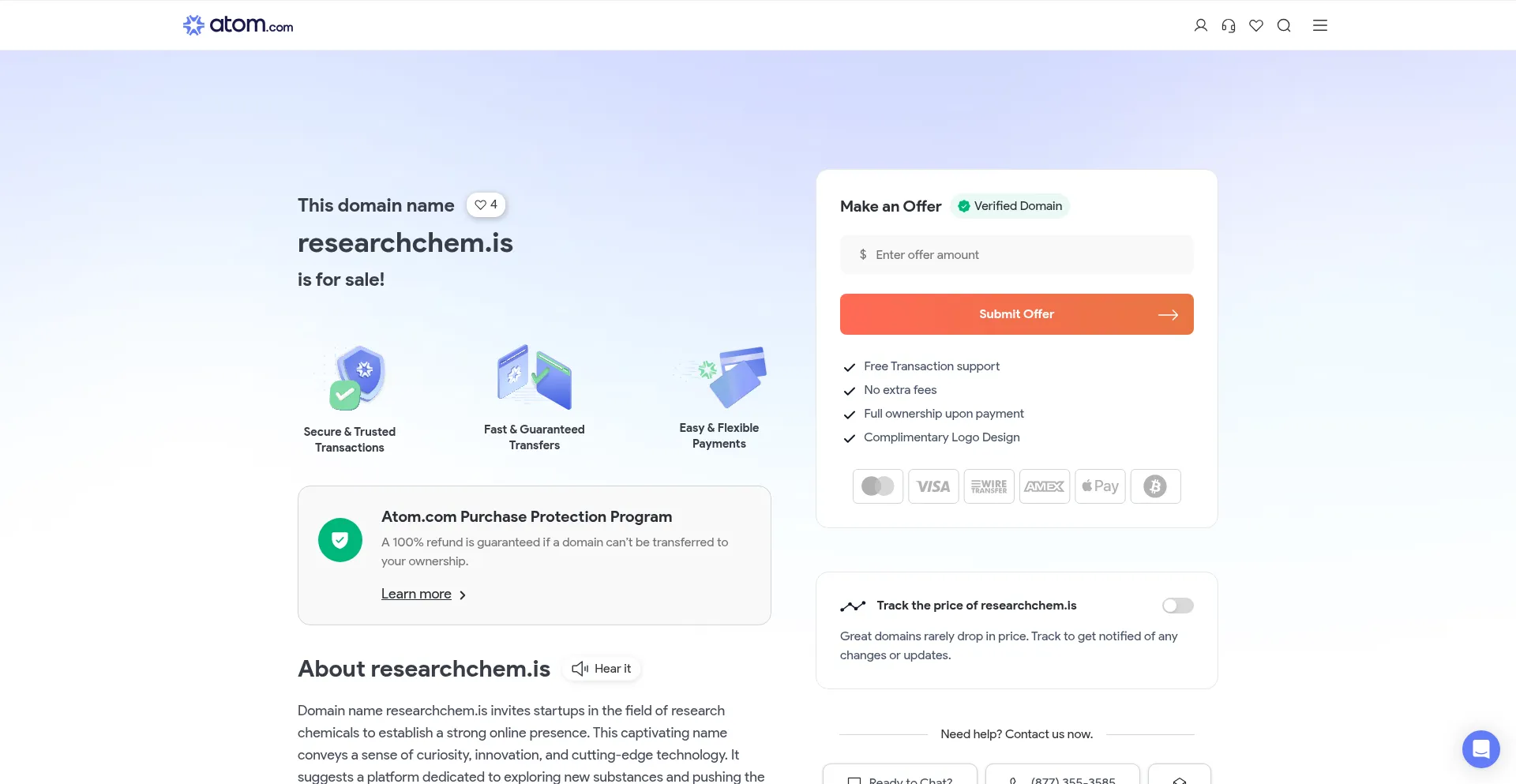 Website screenshot of Researchchem.is