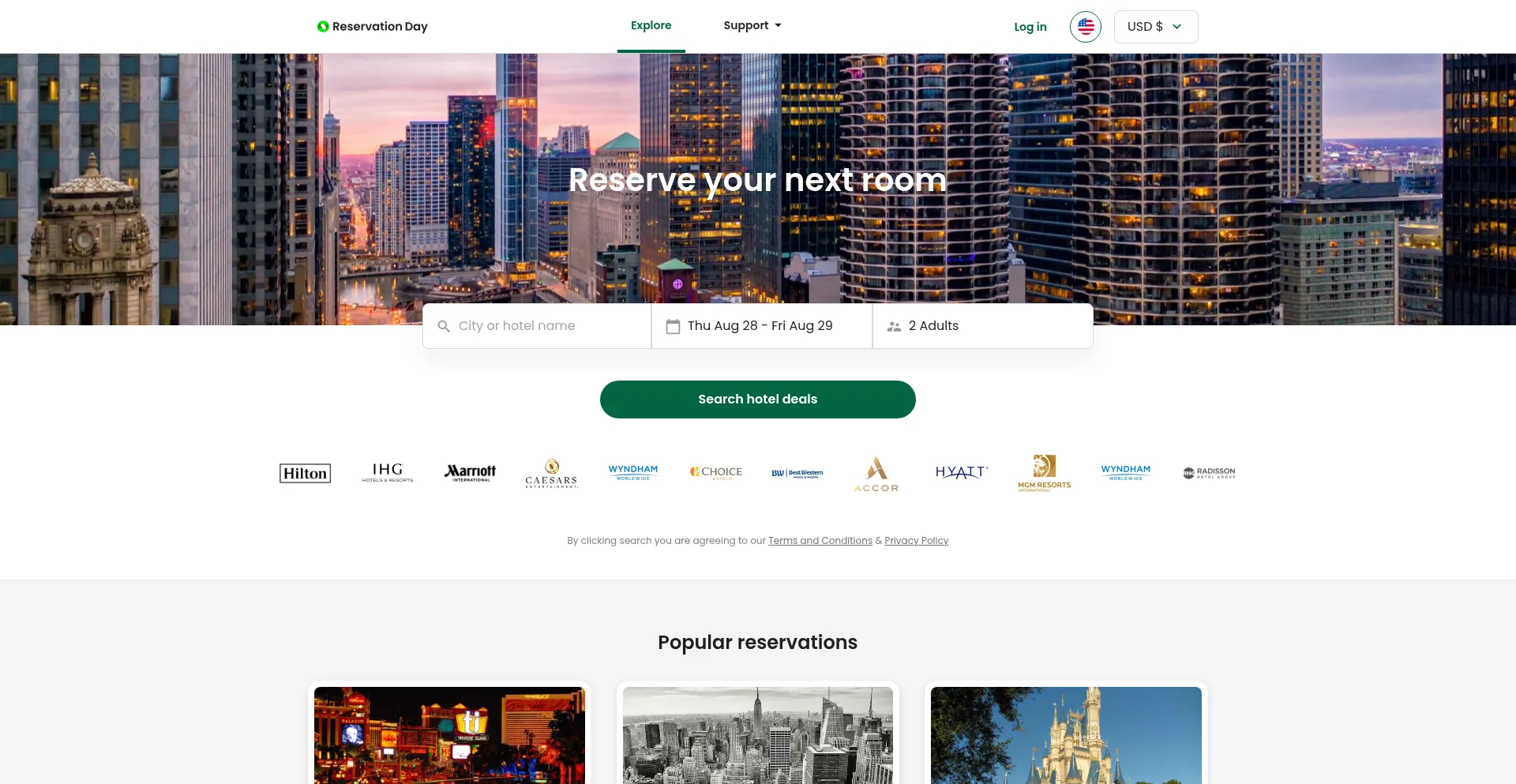 Website screenshot of Reservationday.com