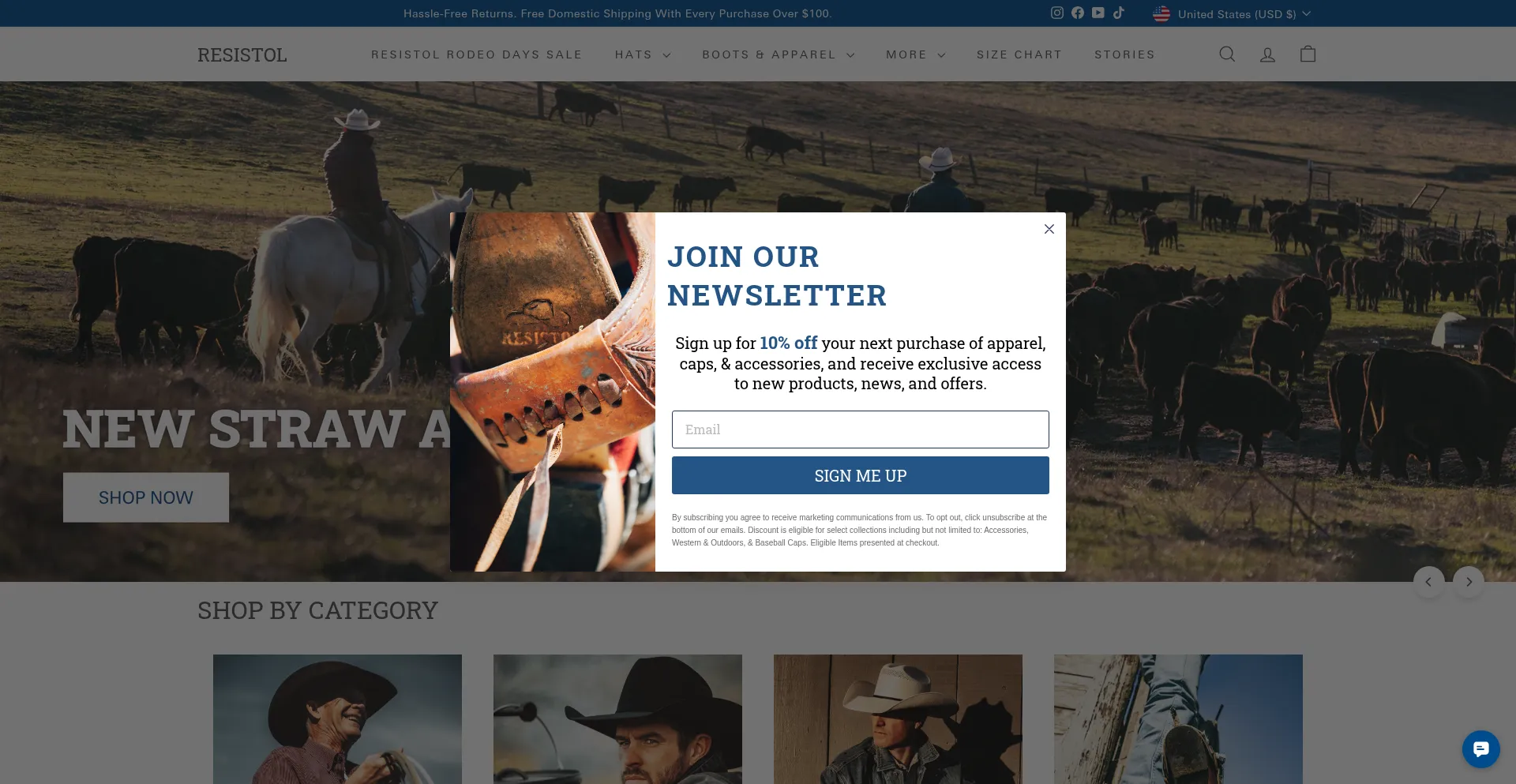 Website screenshot of Resistol.com