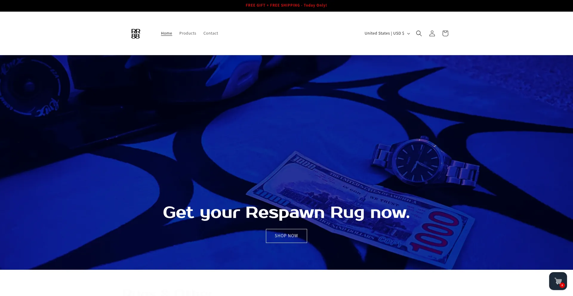 Website screenshot of Respawnrugs.com