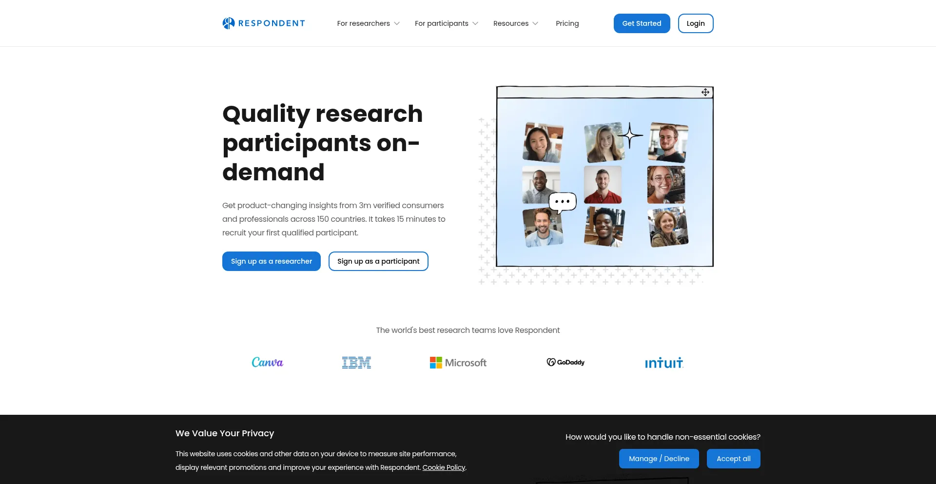 Website screenshot of Respondent.io