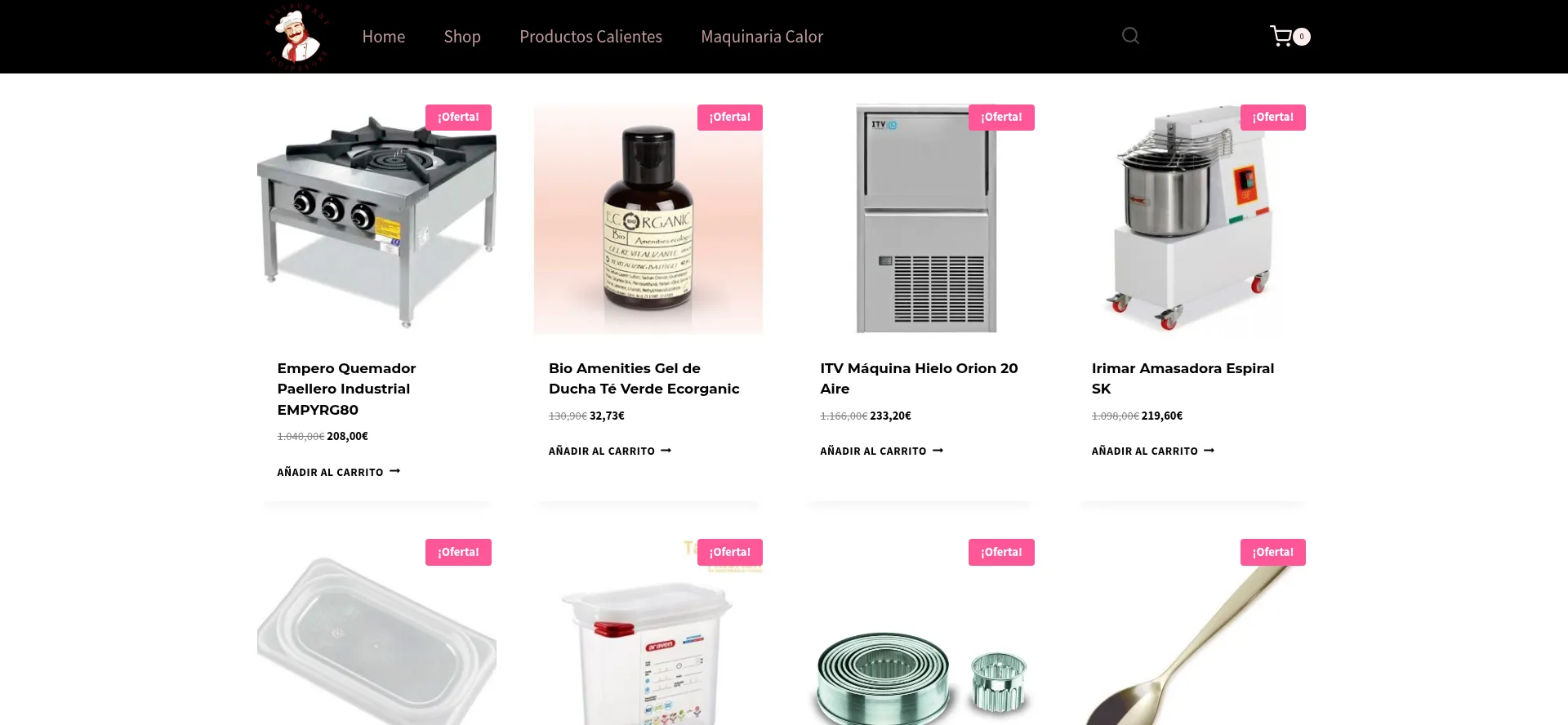 Website screenshot of Restaurantequipstore.com