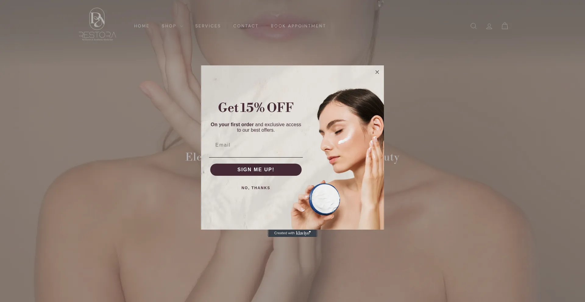 Website screenshot of Restoraaesthetics.com